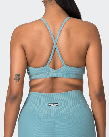 Muscle Nation Sports Bras Levitate Vintage Rib Bralette - Washed Harbour