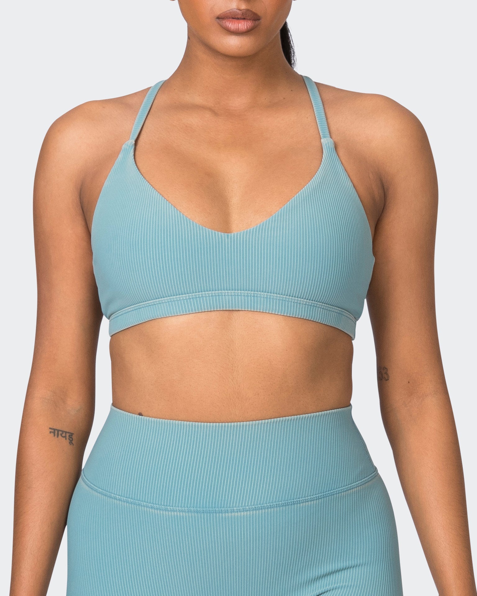 Muscle Nation Sports Bras Levitate Vintage Rib Bralette - Washed Harbour
