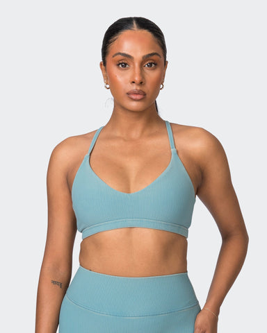 Muscle Nation Sports Bras Levitate Vintage Rib Bralette - Washed Harbour