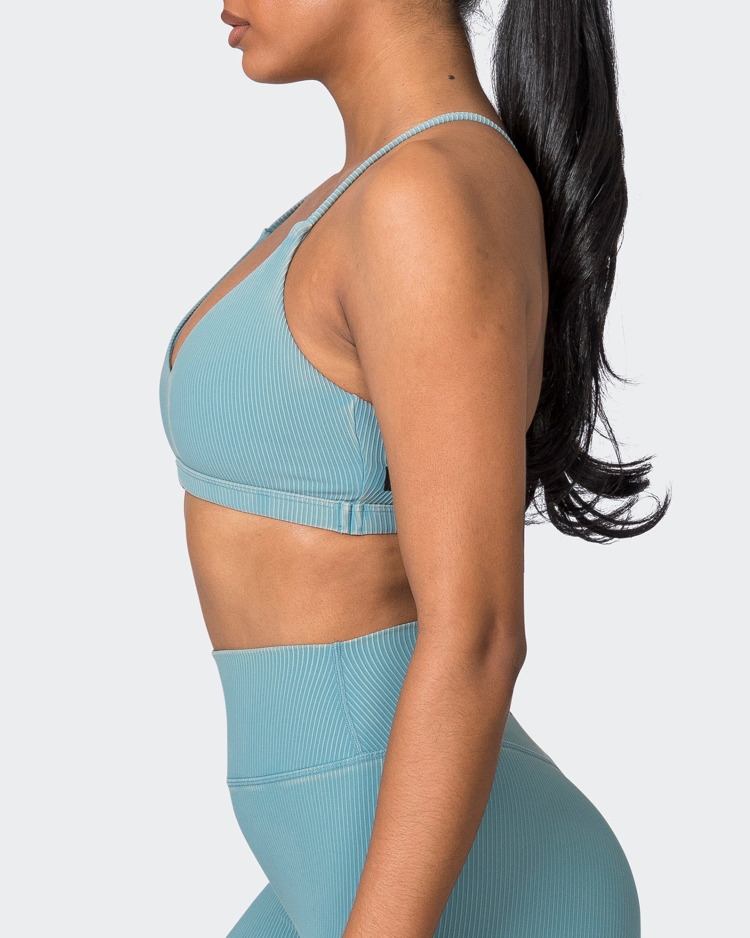 Muscle Nation Sports Bras Levitate Vintage Rib Bralette - Washed Harbour
