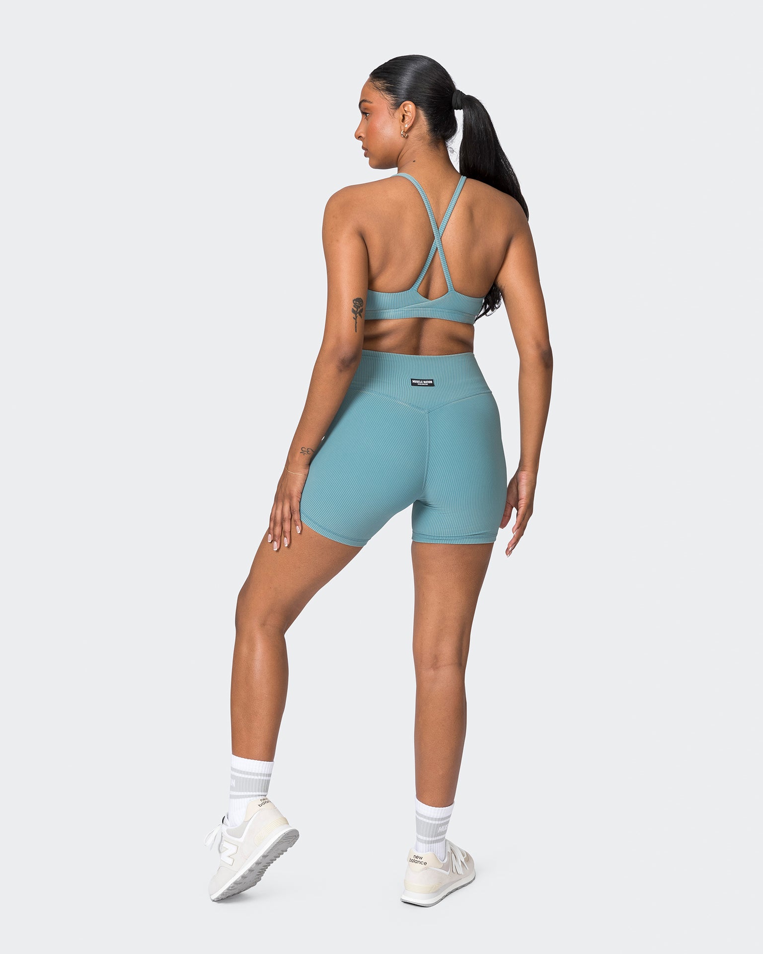 Muscle Nation Sports Bras Levitate Vintage Rib Bralette - Washed Harbour