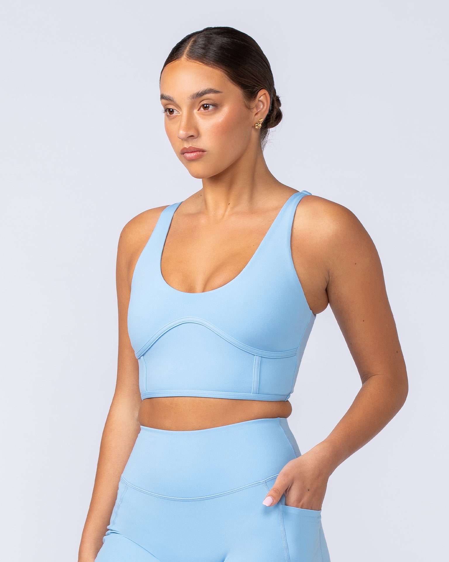 Muscle Nation Sports Bras Limitless Longline Bra - Pacific Blue