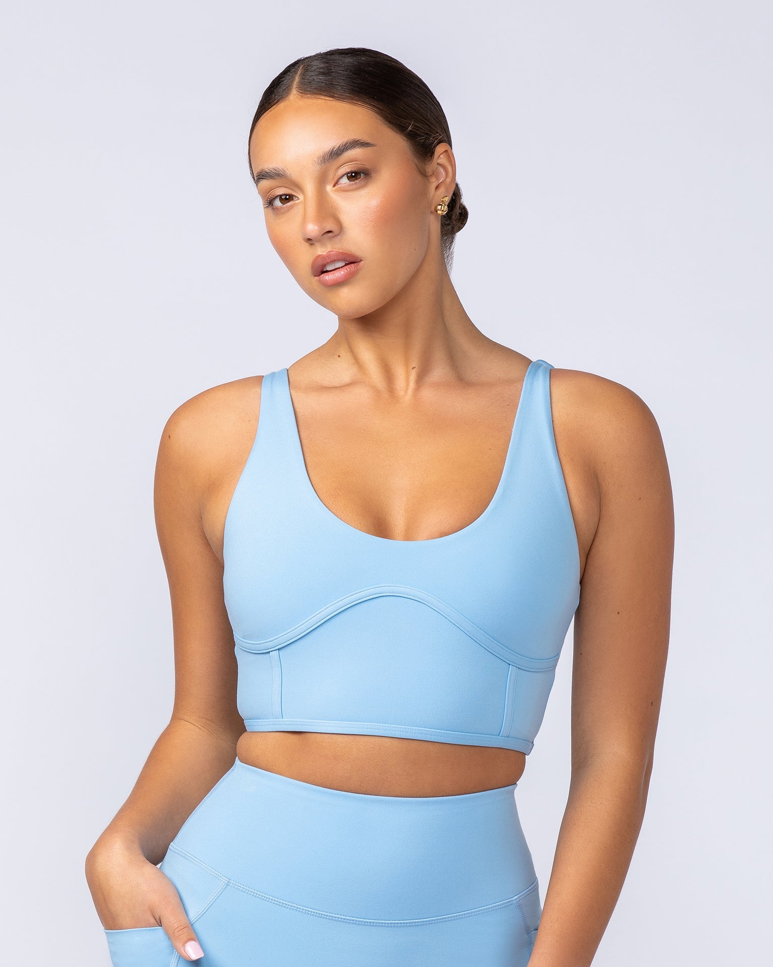 Muscle Nation Sports Bras Limitless Longline Bra - Pacific Blue