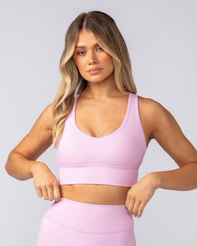 Muscle Nation Sports Bras Lover Longline Rib Bra - Fairy Floss