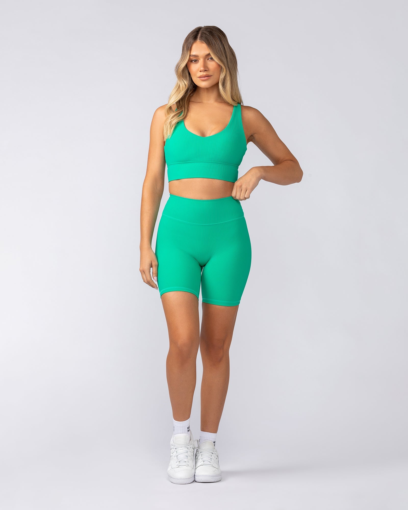 Muscle Nation Sports Bras Lover Longline Rib Bra - Palm Leaf