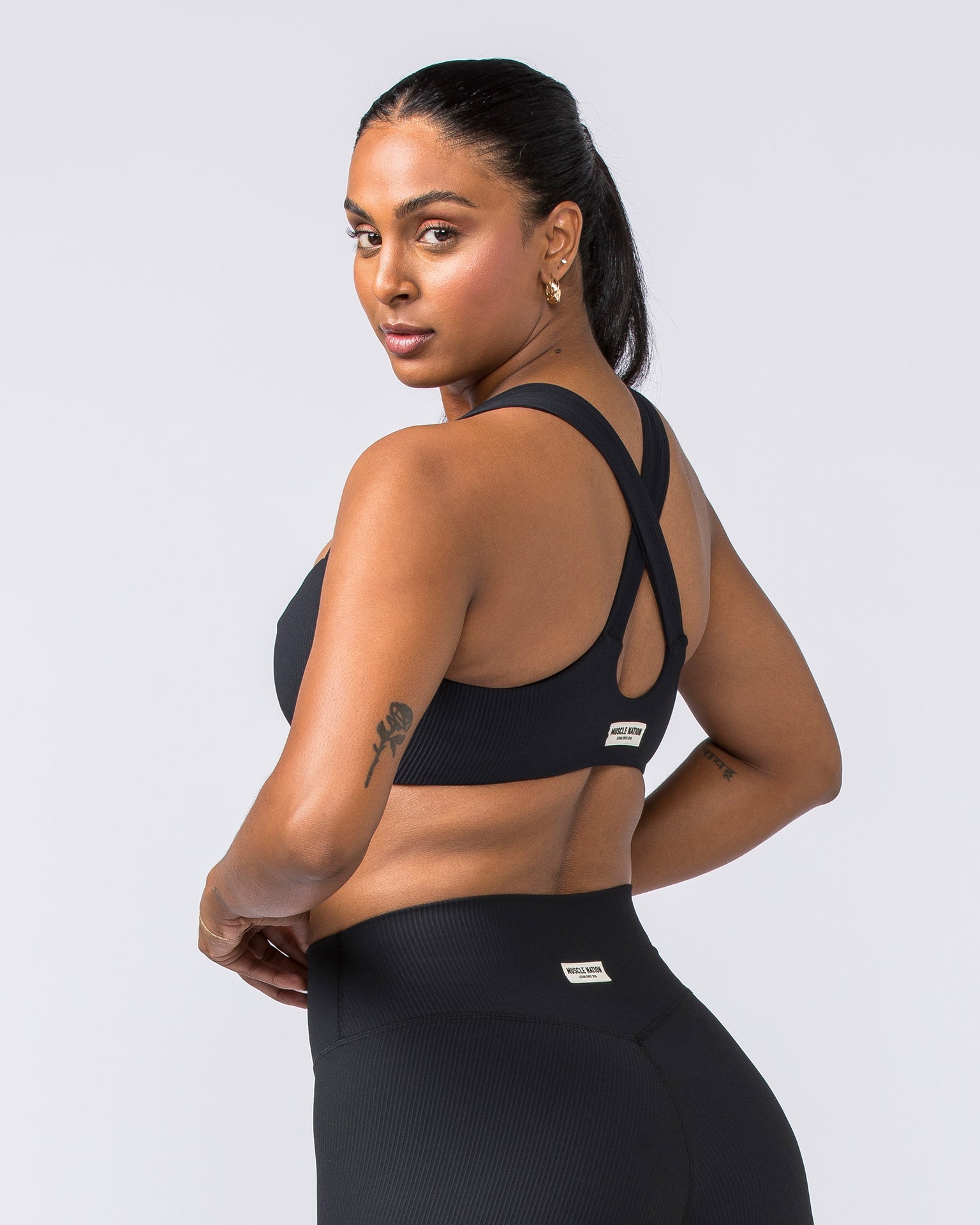 Muscle Nation Sports Bras Lush Rib Bralette - Black