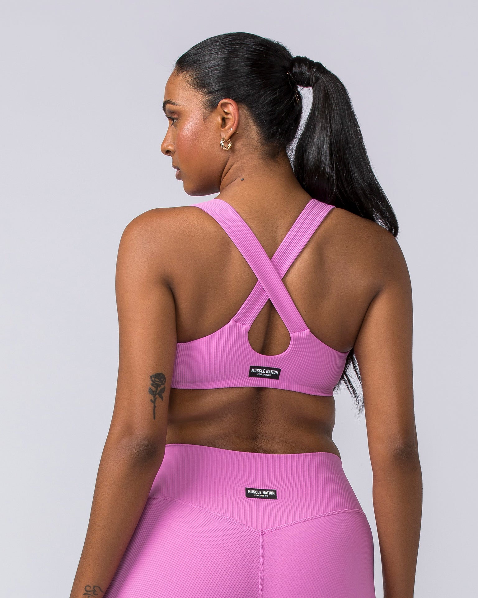 Muscle Nation Sports Bras Lush Rib Bralette - Fondant Pink