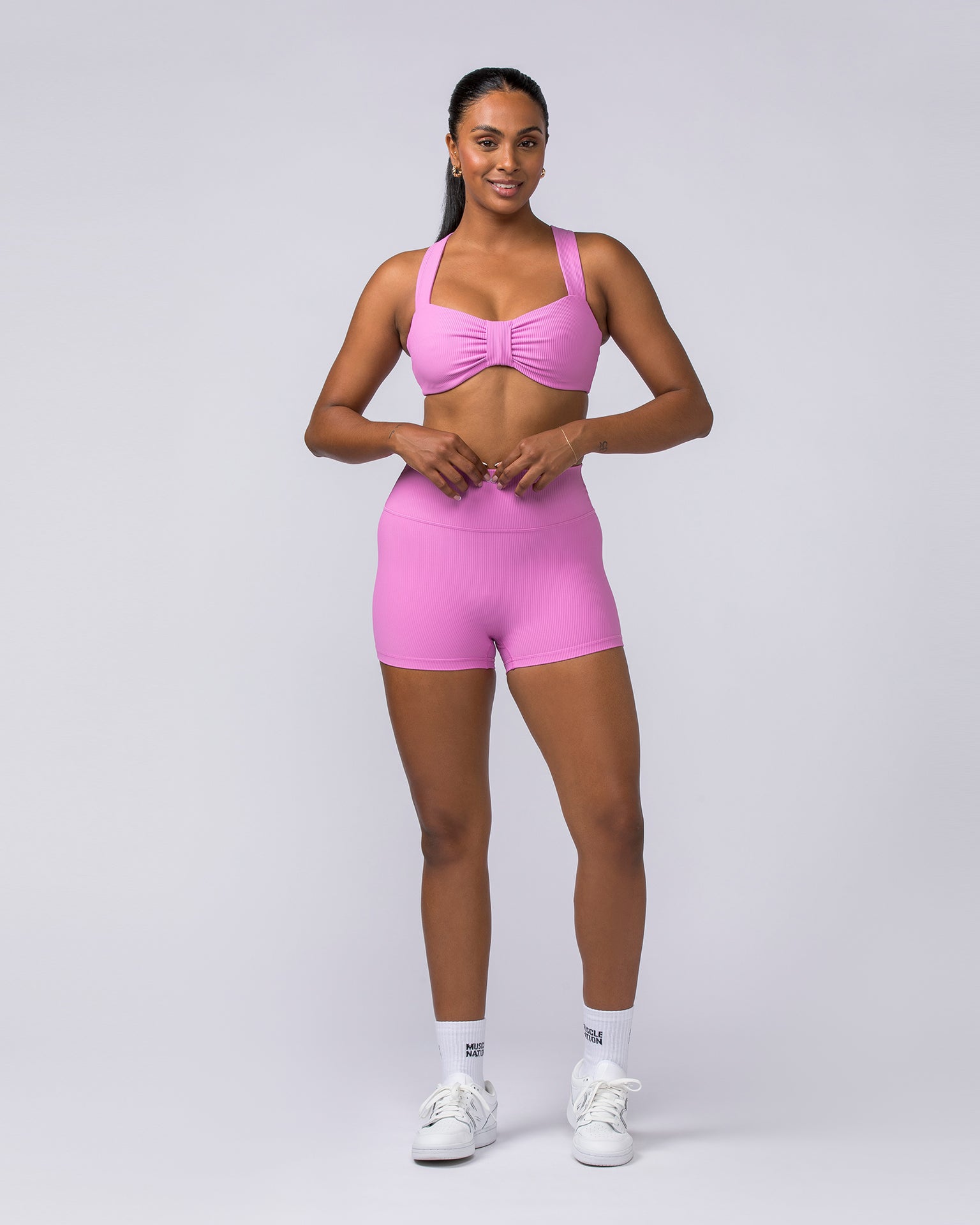 Muscle Nation Sports Bras Lush Rib Bralette - Fondant Pink