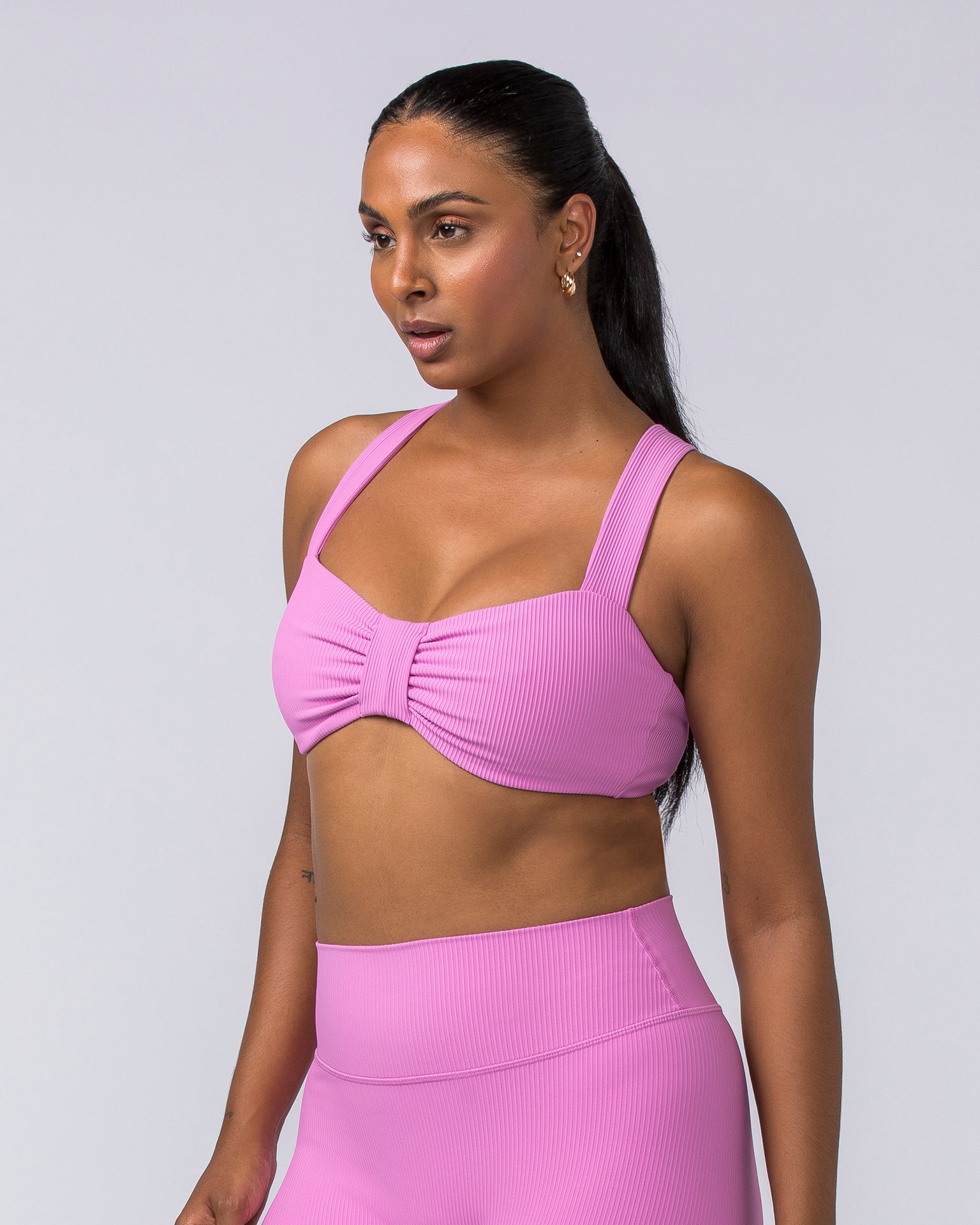 Muscle Nation Sports Bras Lush Rib Bralette - Fondant Pink
