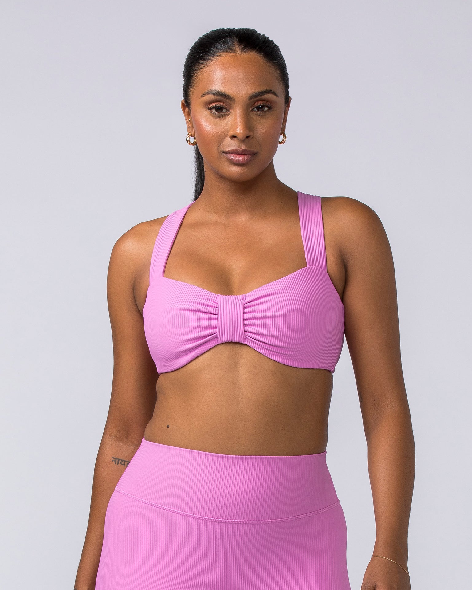 Muscle Nation Sports Bras Lush Rib Bralette - Fondant Pink