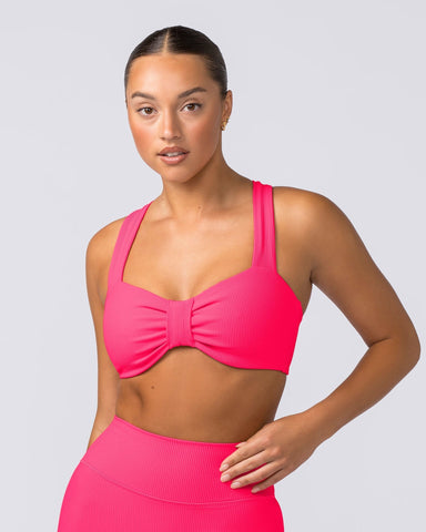 Muscle Nation Sports Bras Lush Rib Bralette - Neon Pink
