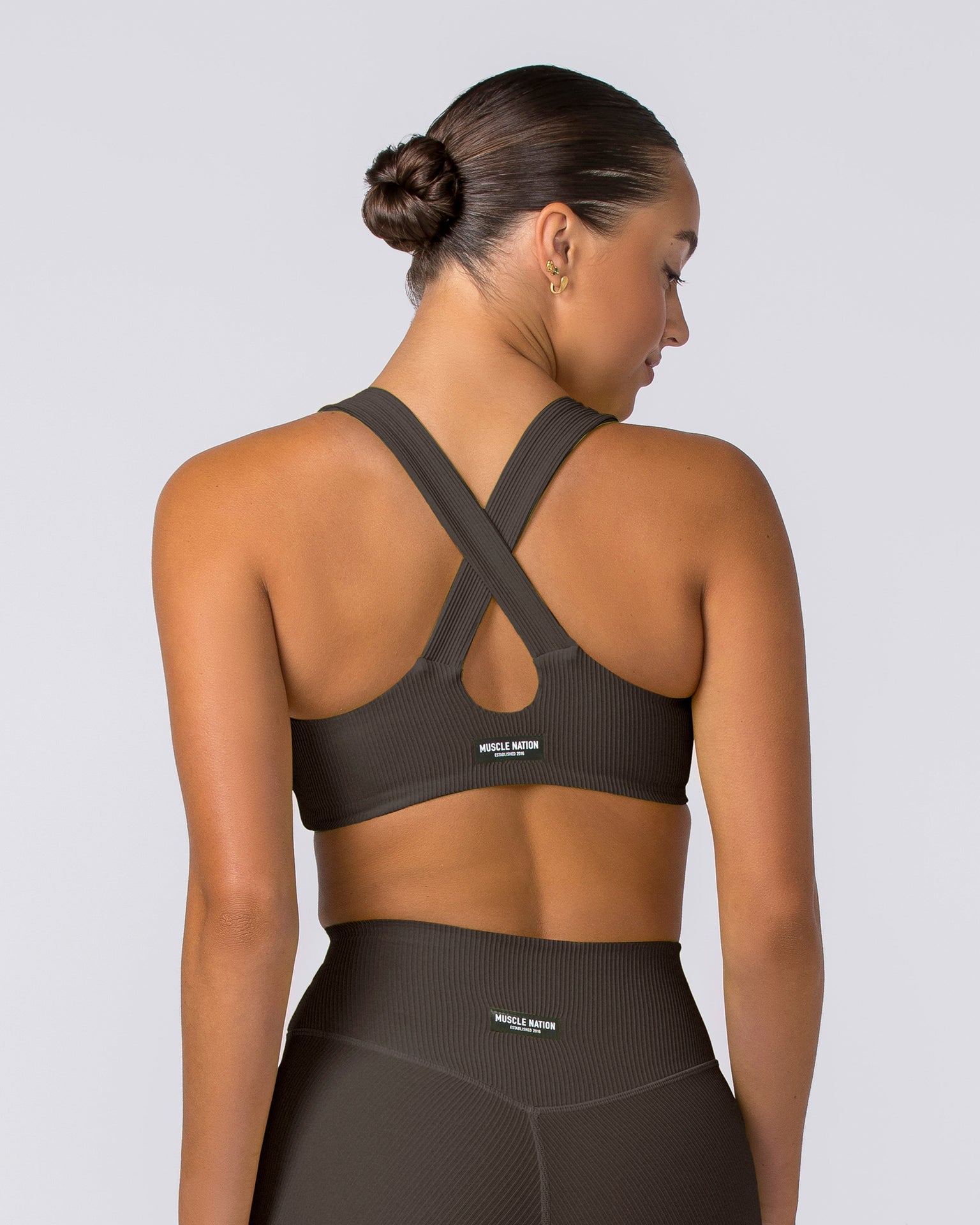 Muscle Nation Sports Bras Lush Rib Bralette - Neon Pink (Copy)