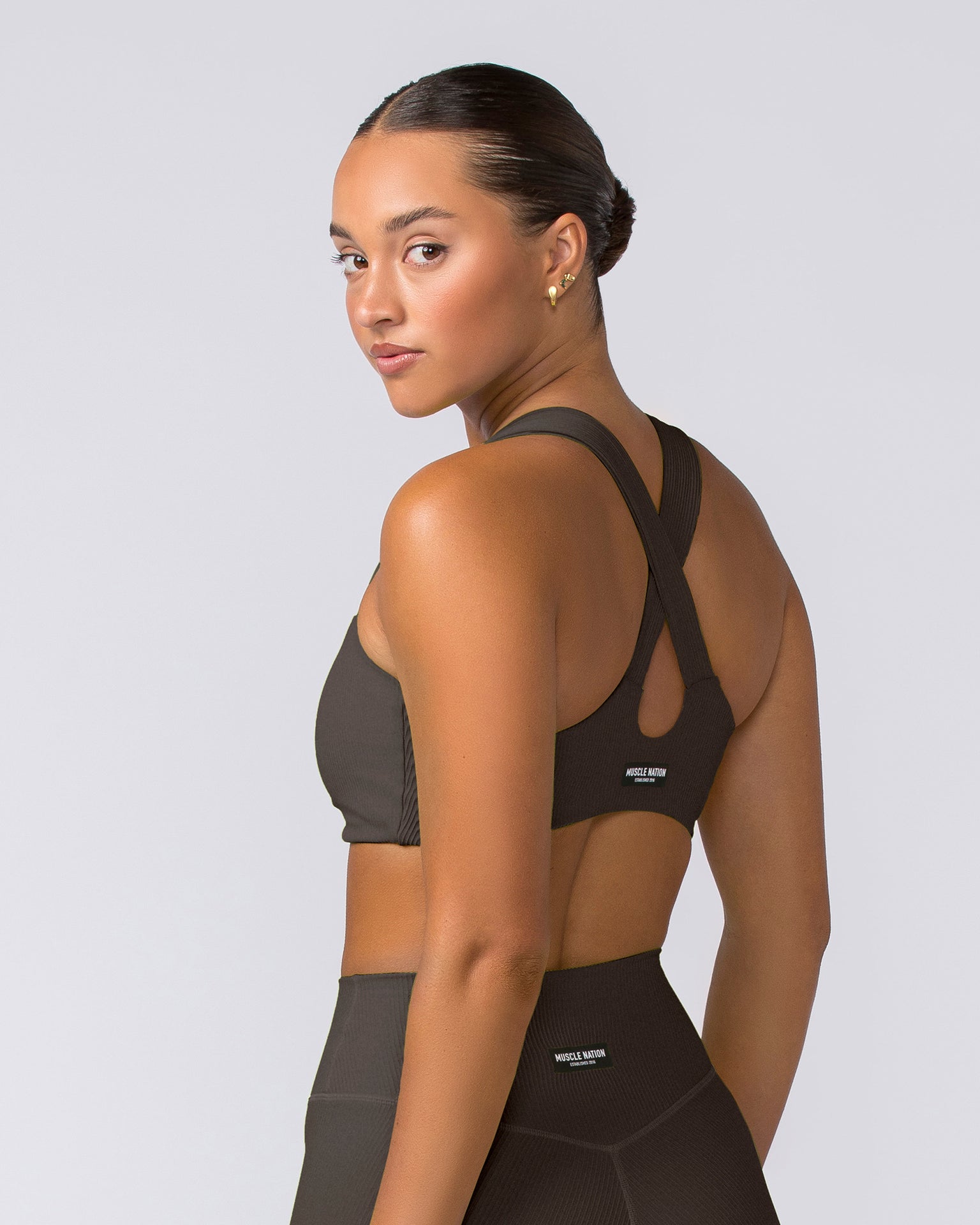 Muscle Nation Sports Bras Lush Rib Bralette - Neon Pink (Copy)