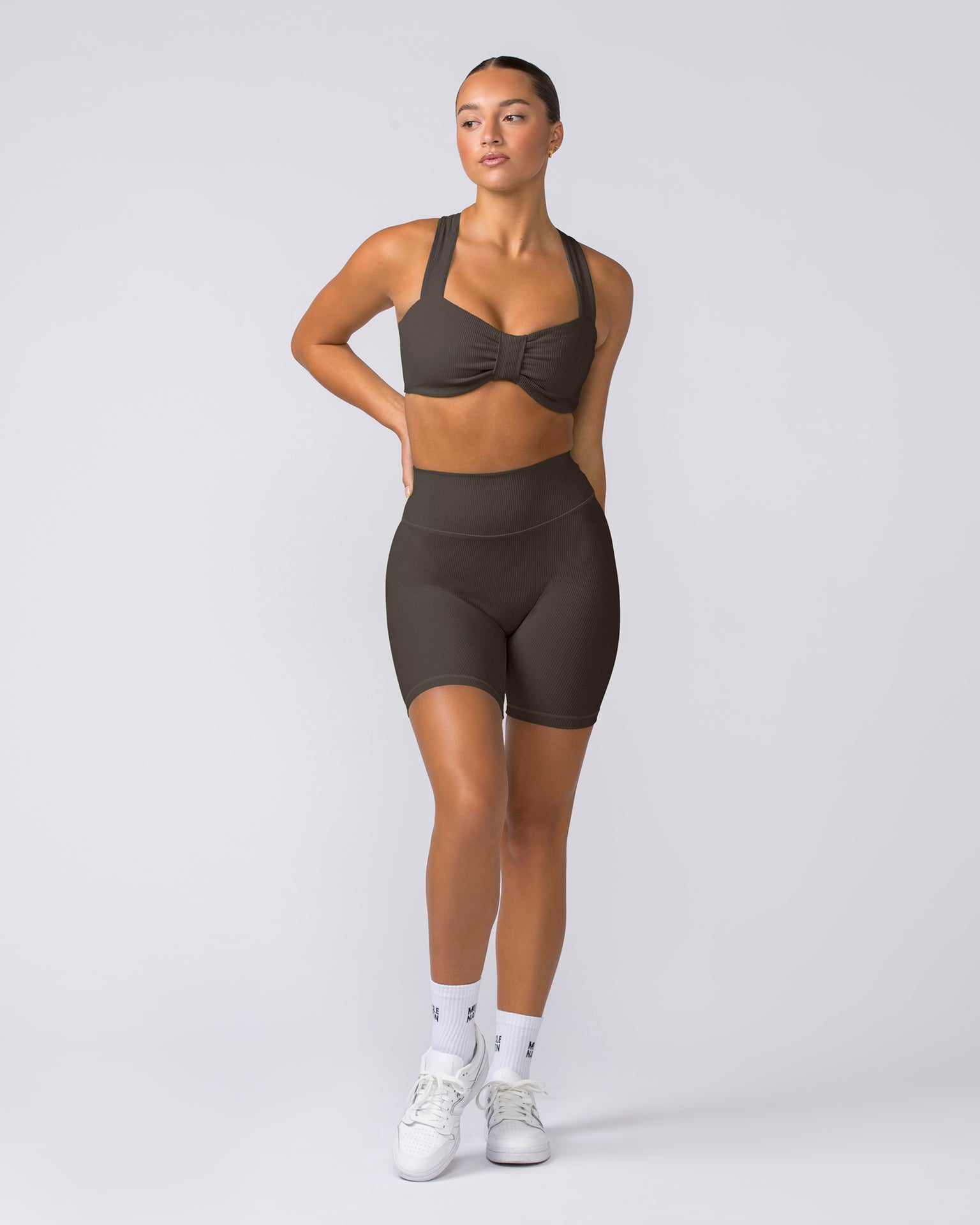 Muscle Nation Sports Bras Lush Rib Bralette - Neon Pink (Copy)