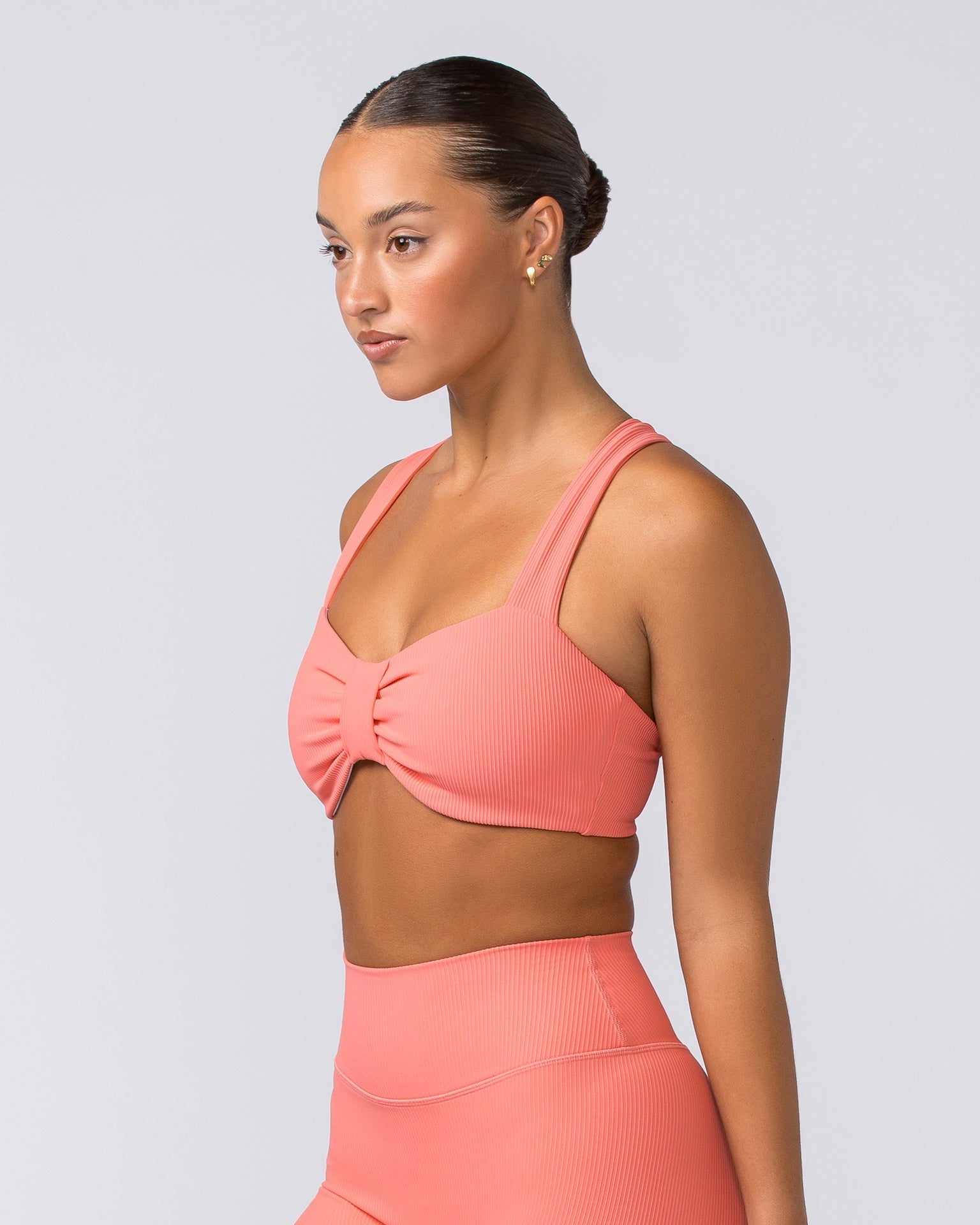 Muscle Nation Sports Bras Lush Rib Bralette - Sunset Coral