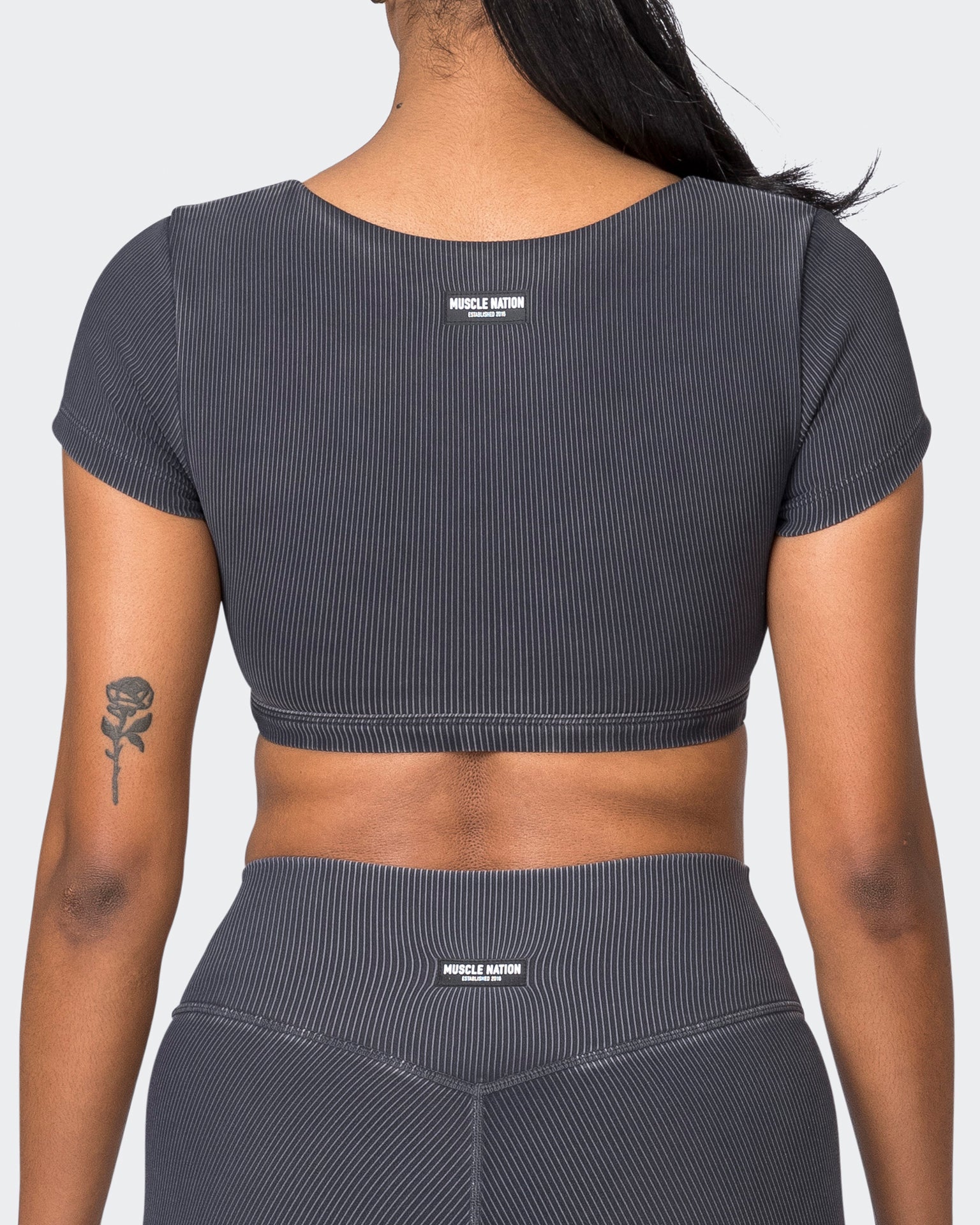 Muscle Nation Sports Bras On Point Vintage Rib Bra - Washed Black