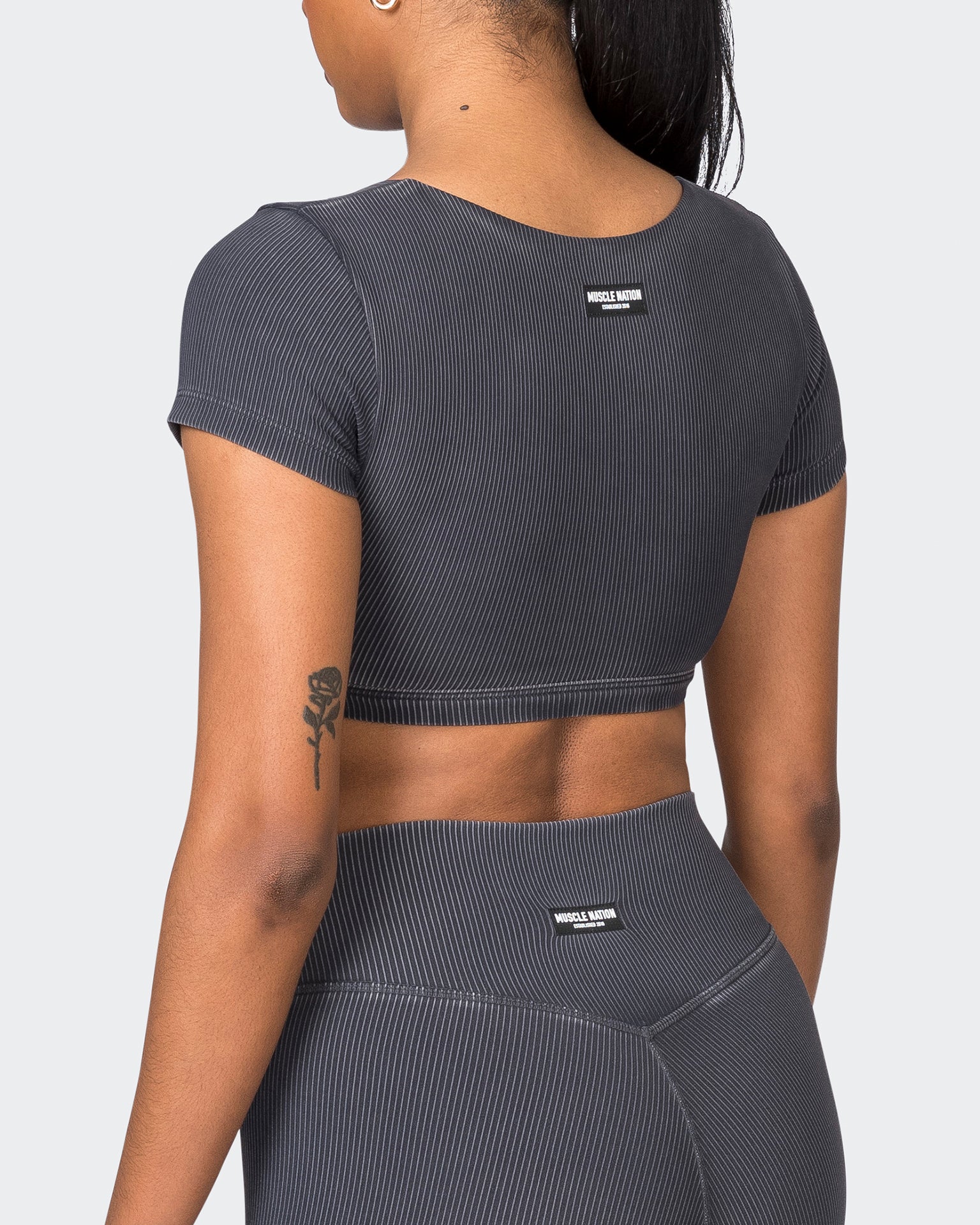 Muscle Nation Sports Bras On Point Vintage Rib Bra - Washed Black