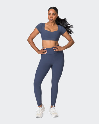 Muscle Nation Sports Bras On Point Vintage Rib Bra - Washed Spellbound