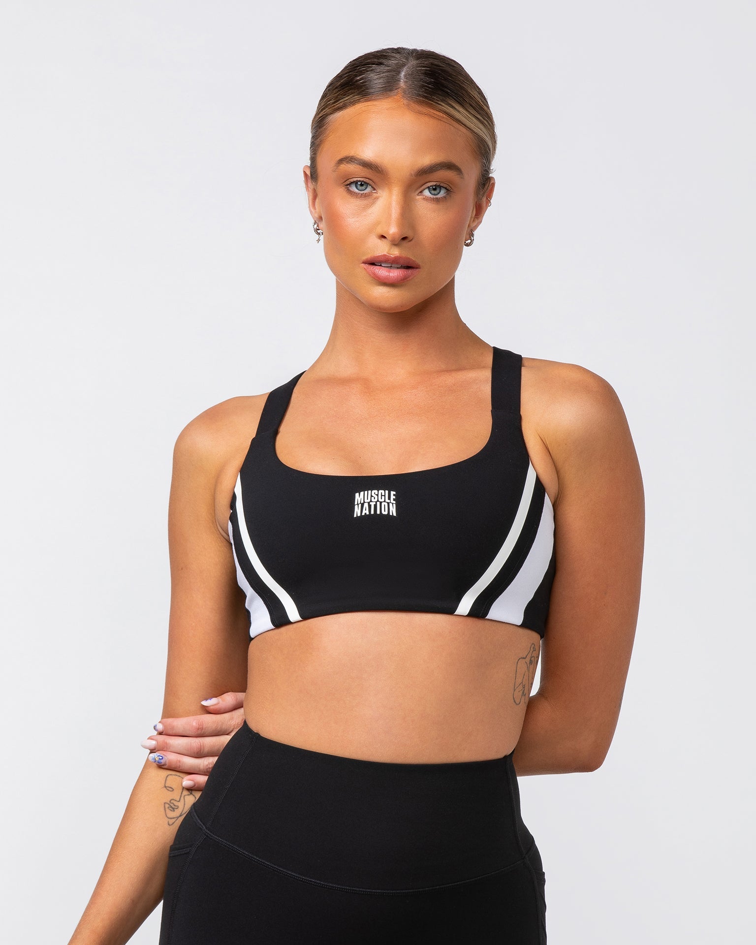 Muscle Nation Sports Bras Precision Bra - Black / White