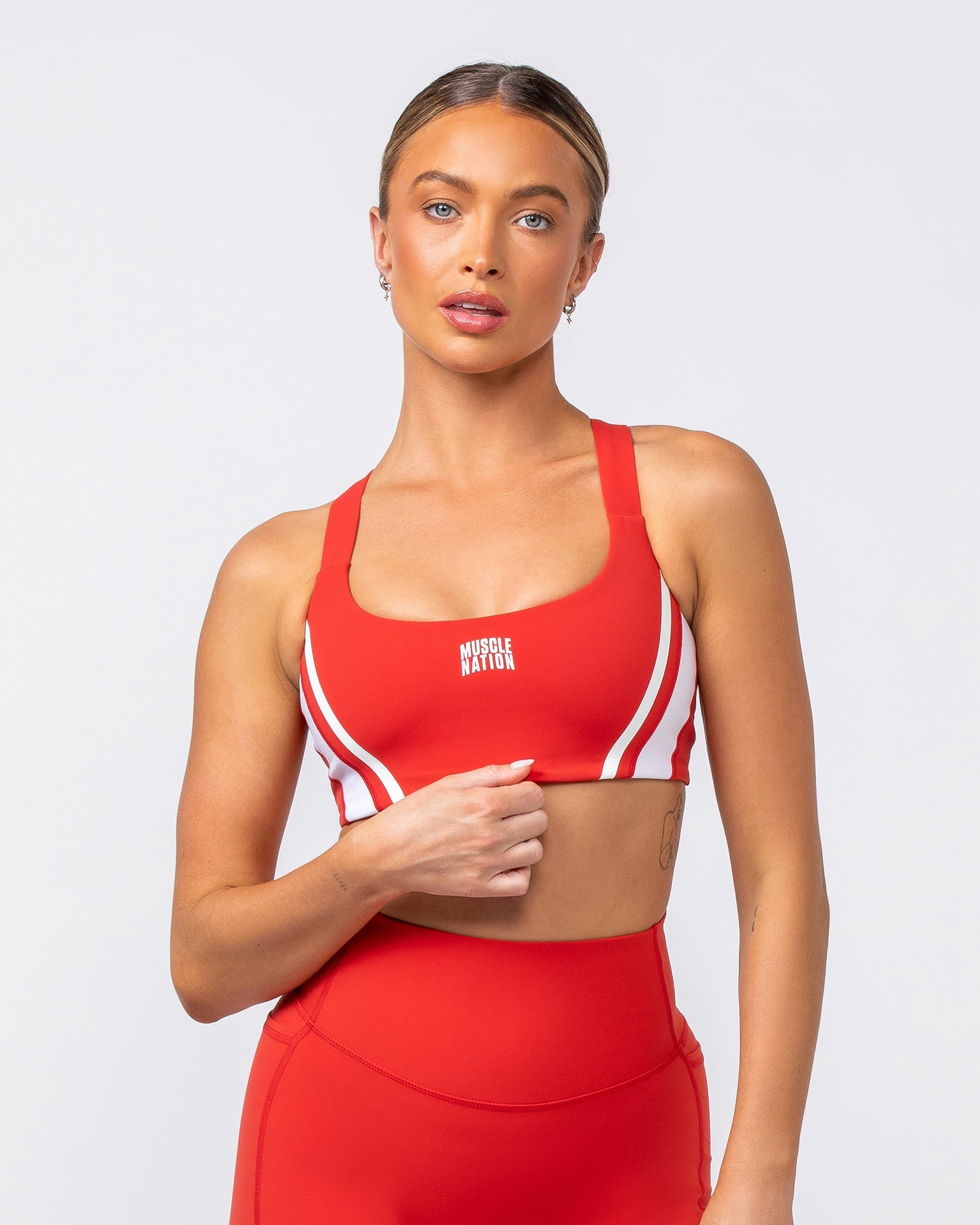 Muscle Nation Sports Bras Precision Bra - Crimson / White