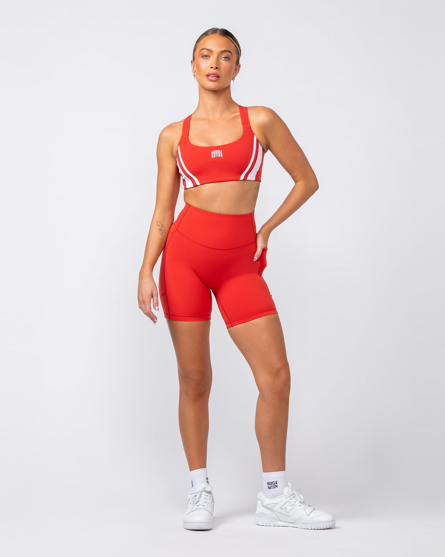 Muscle Nation Sports Bras Precision Bra - Crimson / White