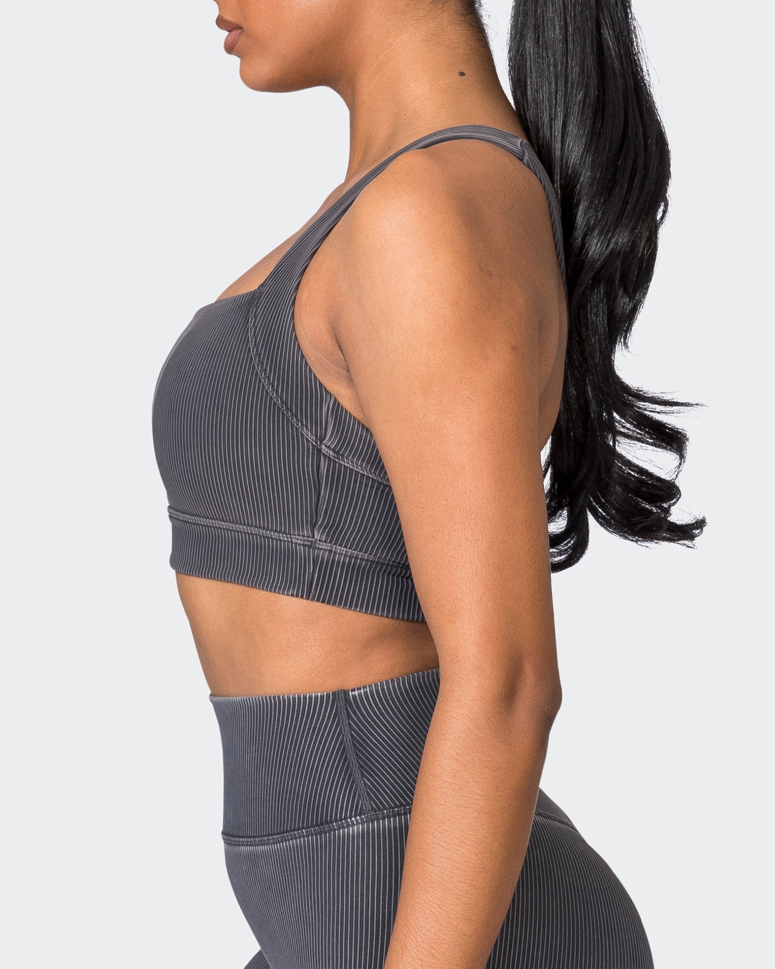 Muscle Nation Sports Bras Rebound Vintage Rib Bra - Washed Black