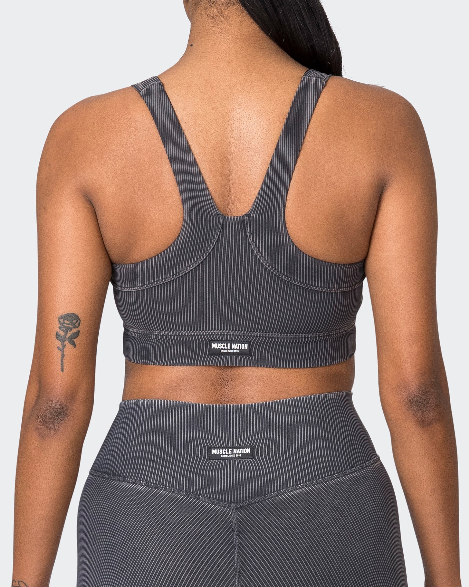 Muscle Nation Sports Bras Rebound Vintage Rib Bra - Washed Black