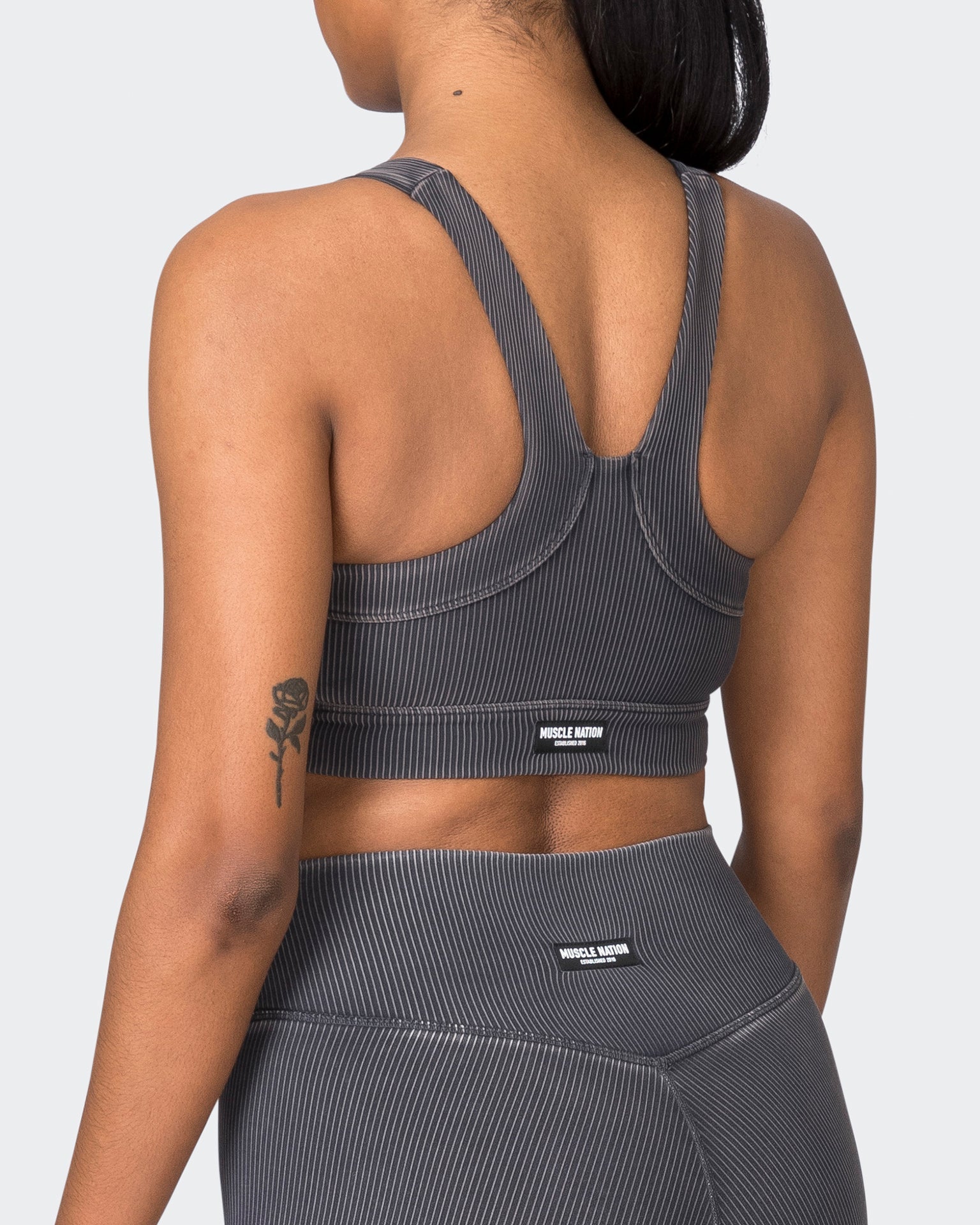 Muscle Nation Sports Bras Rebound Vintage Rib Bra - Washed Black