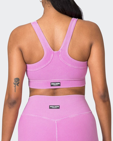 Muscle Nation Sports Bras Rebound Vintage Rib Bra - Washed Dahlia