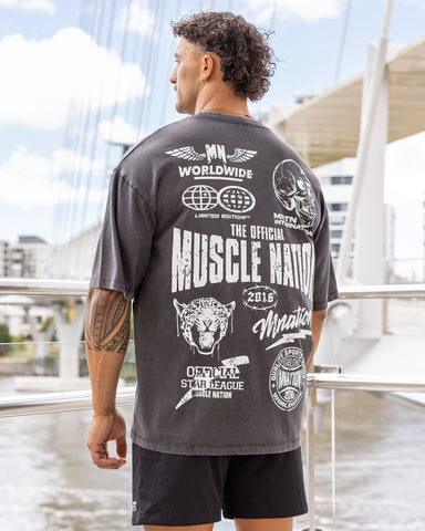 Muscle Nation T-Shirts Archives Oversized Vintage Tee - Washed Black