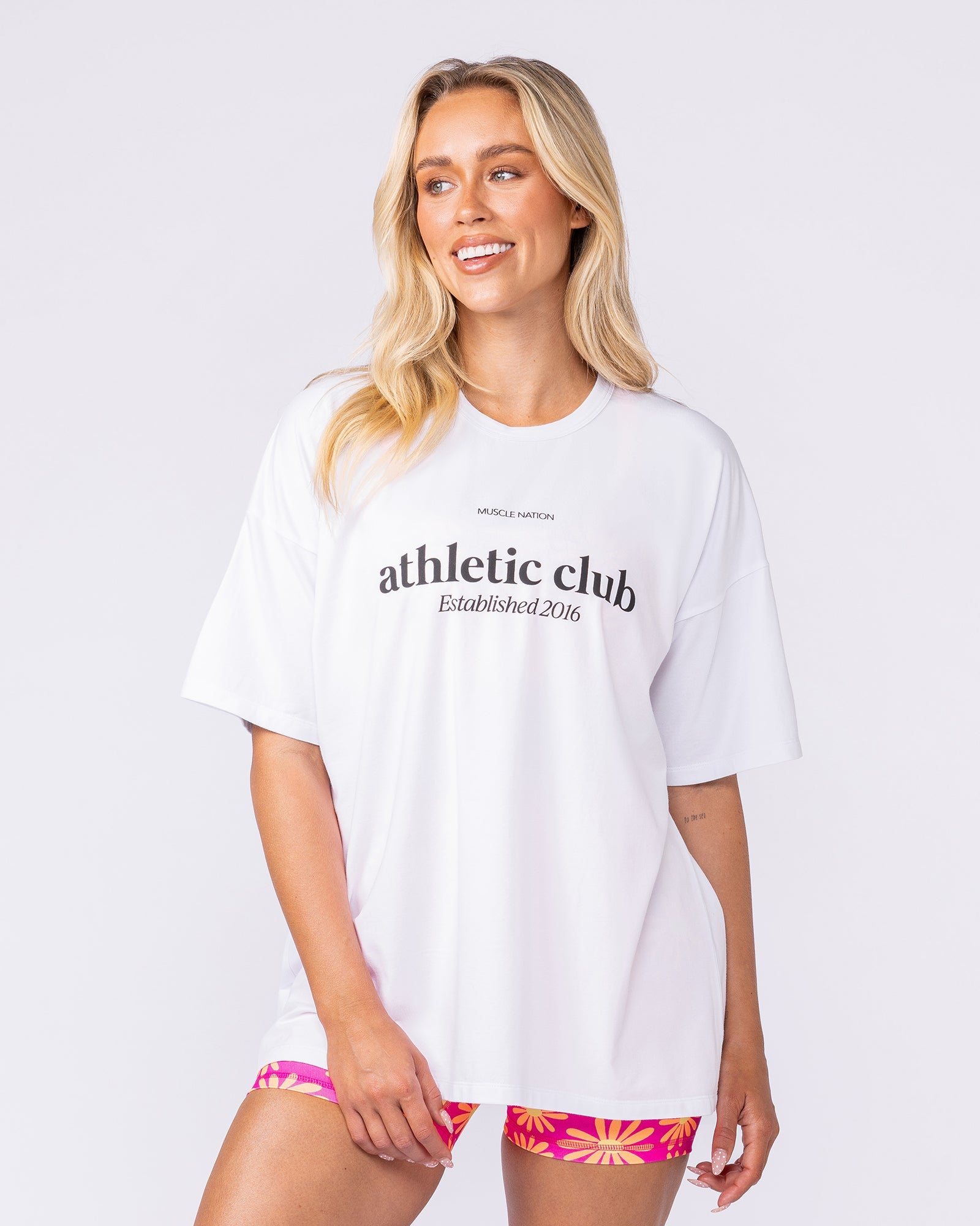 Muscle Nation T-Shirts Athletic Club Oversized Tee - White