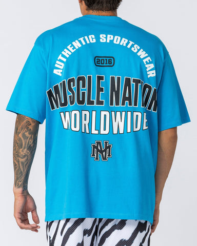 Muscle Nation T-Shirts Clique Oversized Tee - Adriatic Sea