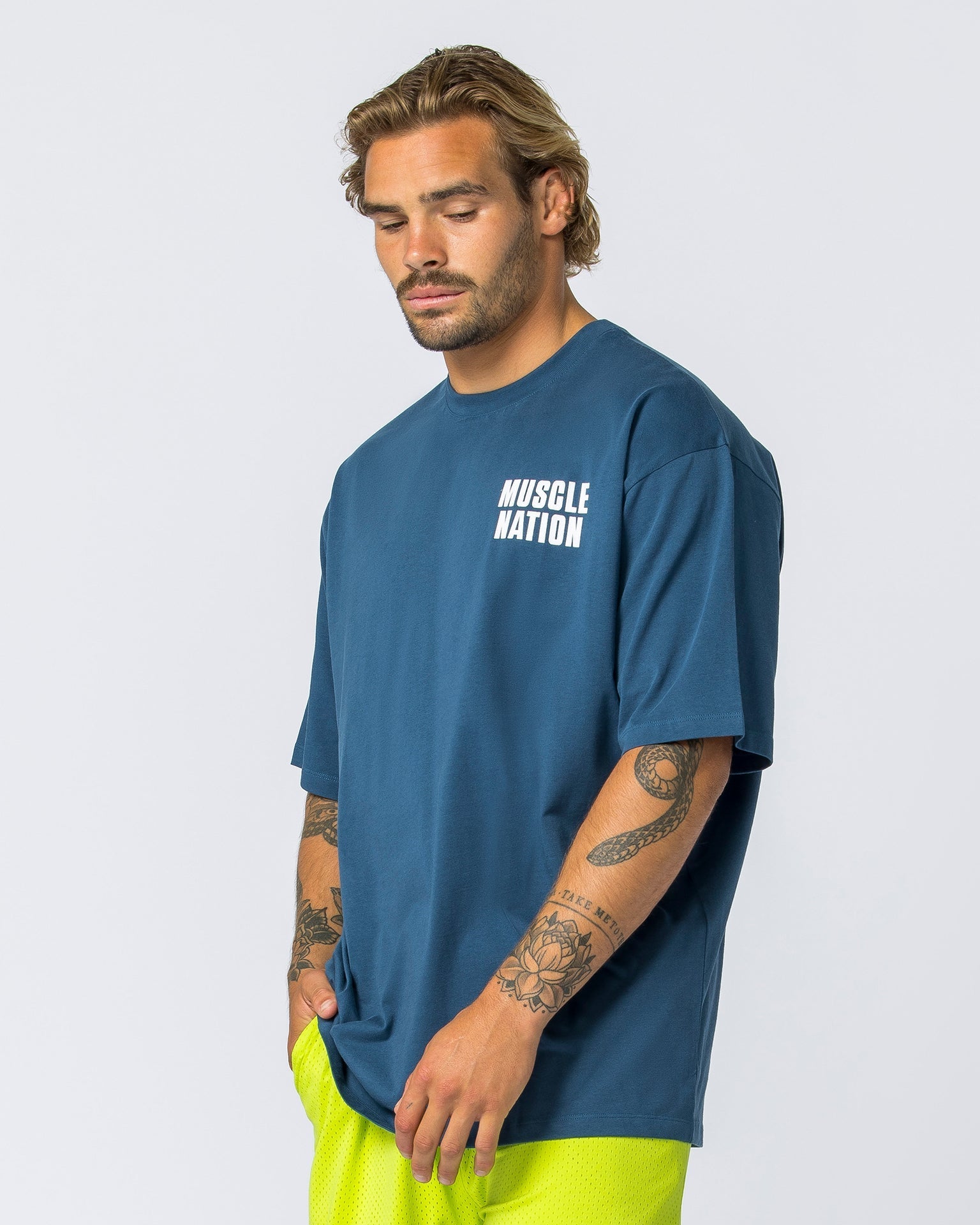 Muscle Nation T-Shirts Clique Oversized Tee - Tidal Teal