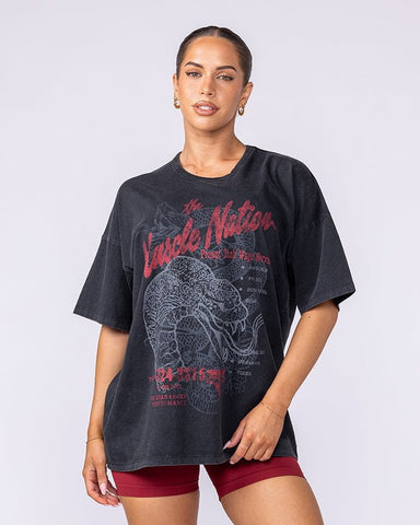 Muscle Nation T-Shirts Cobra Vintage Oversized Tee - Washed Black