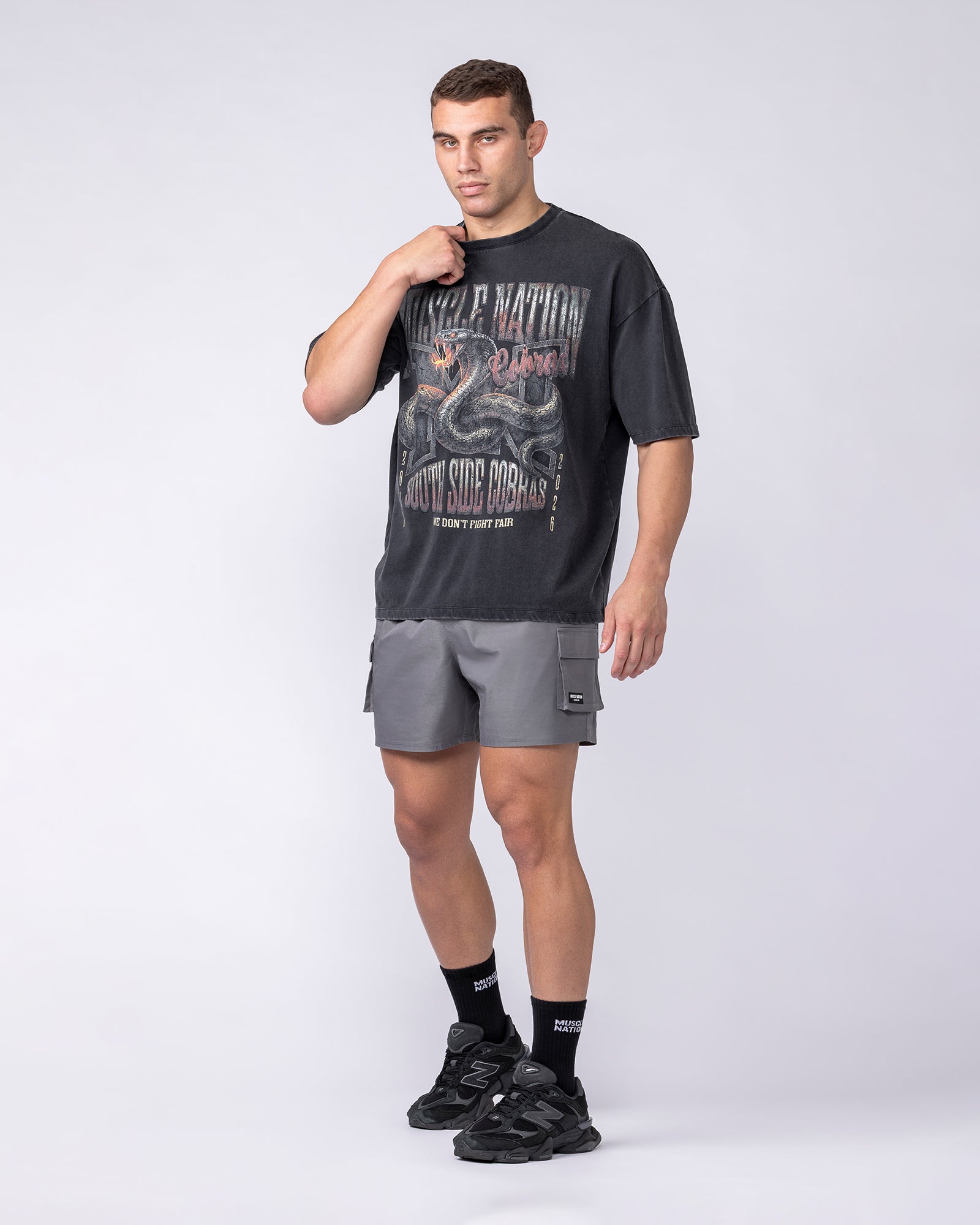 Muscle Nation T-Shirts Cobras Oversized Tee - Washed Black