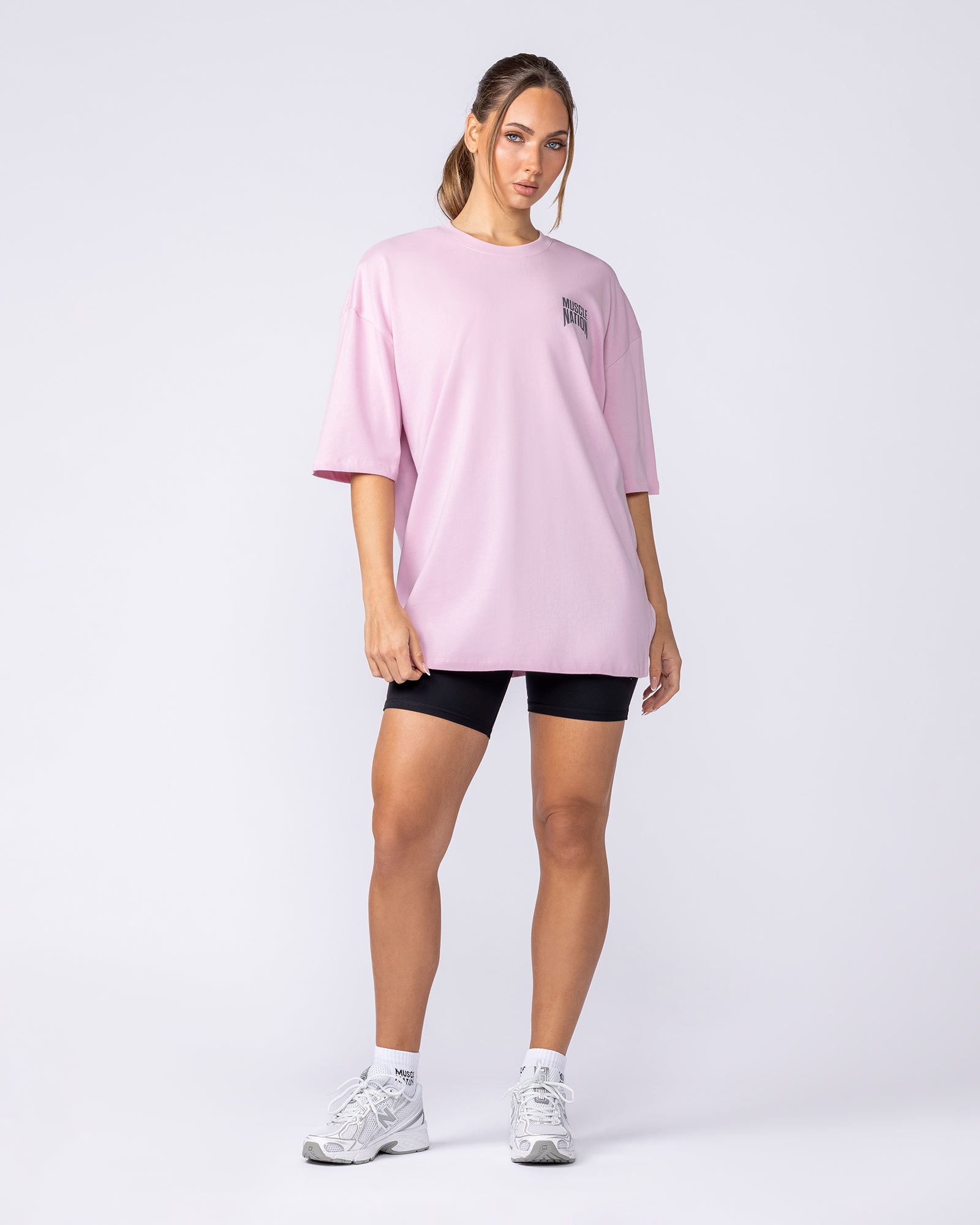 Muscle Nation T-Shirts Creed Oversized Tee - Powder Pink