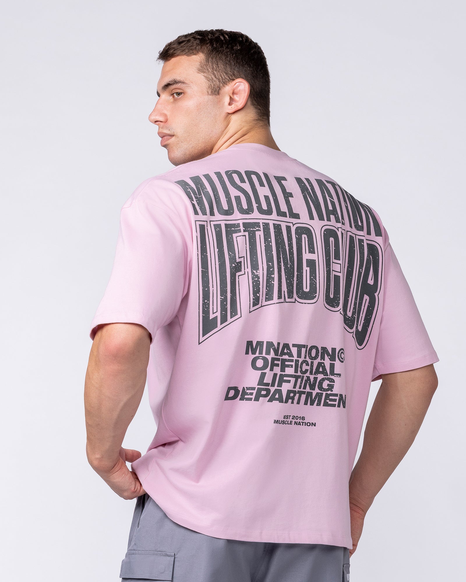 Muscle Nation T-Shirts Creed Oversized Tee - Powder Pink