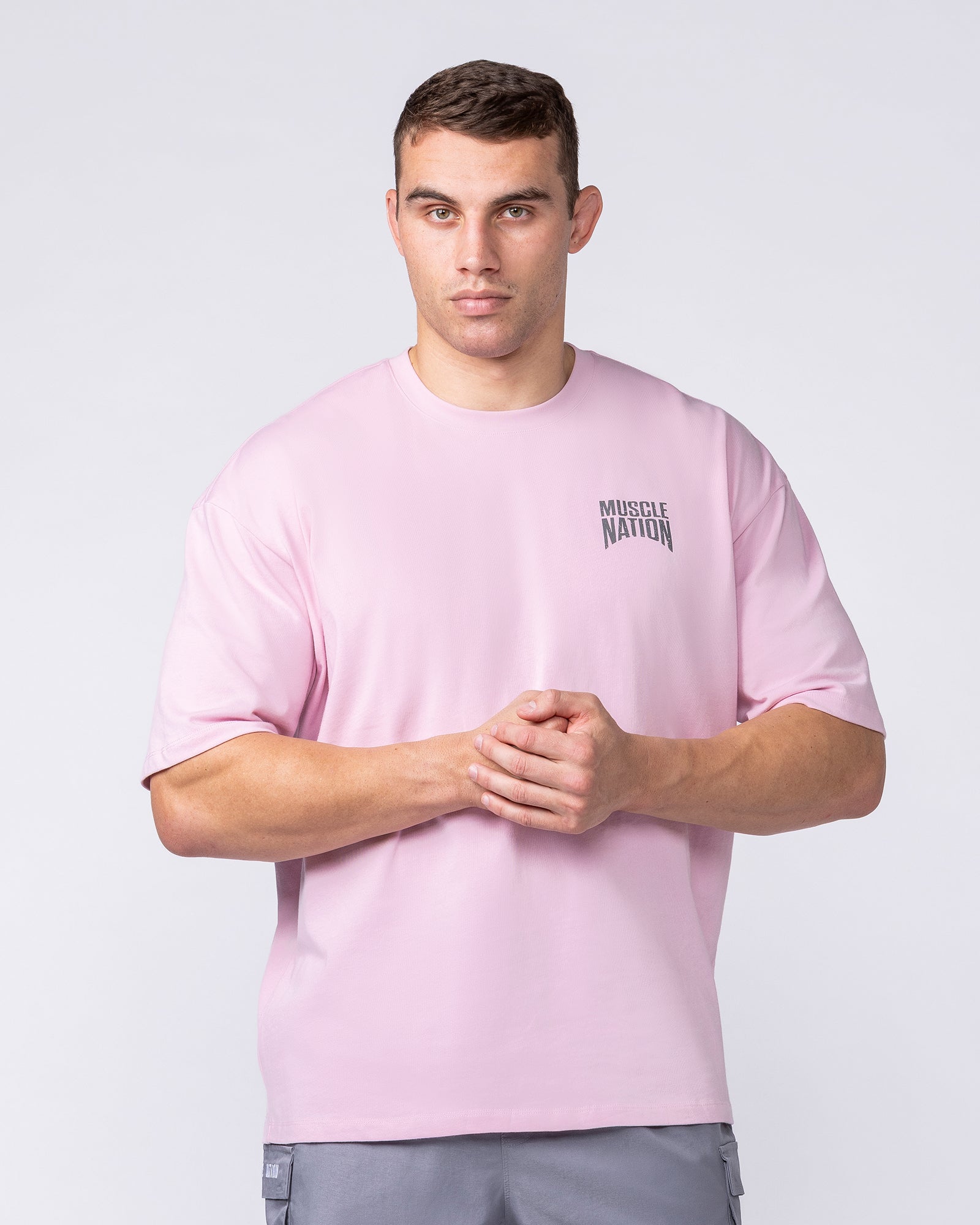 Muscle Nation T-Shirts Creed Oversized Tee - Powder Pink