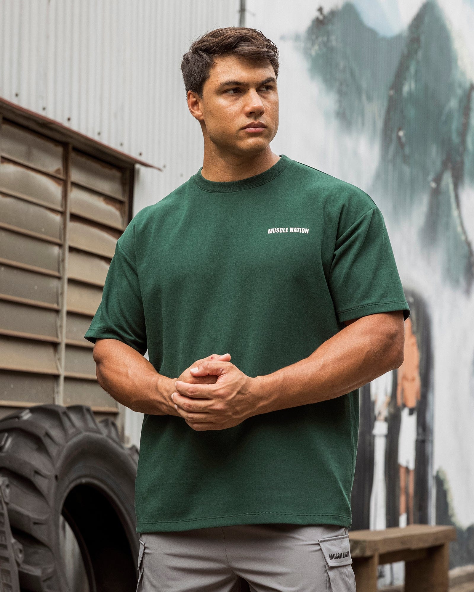 Muscle Nation T-Shirts Daily Regular Fit Tee - Sporting Green