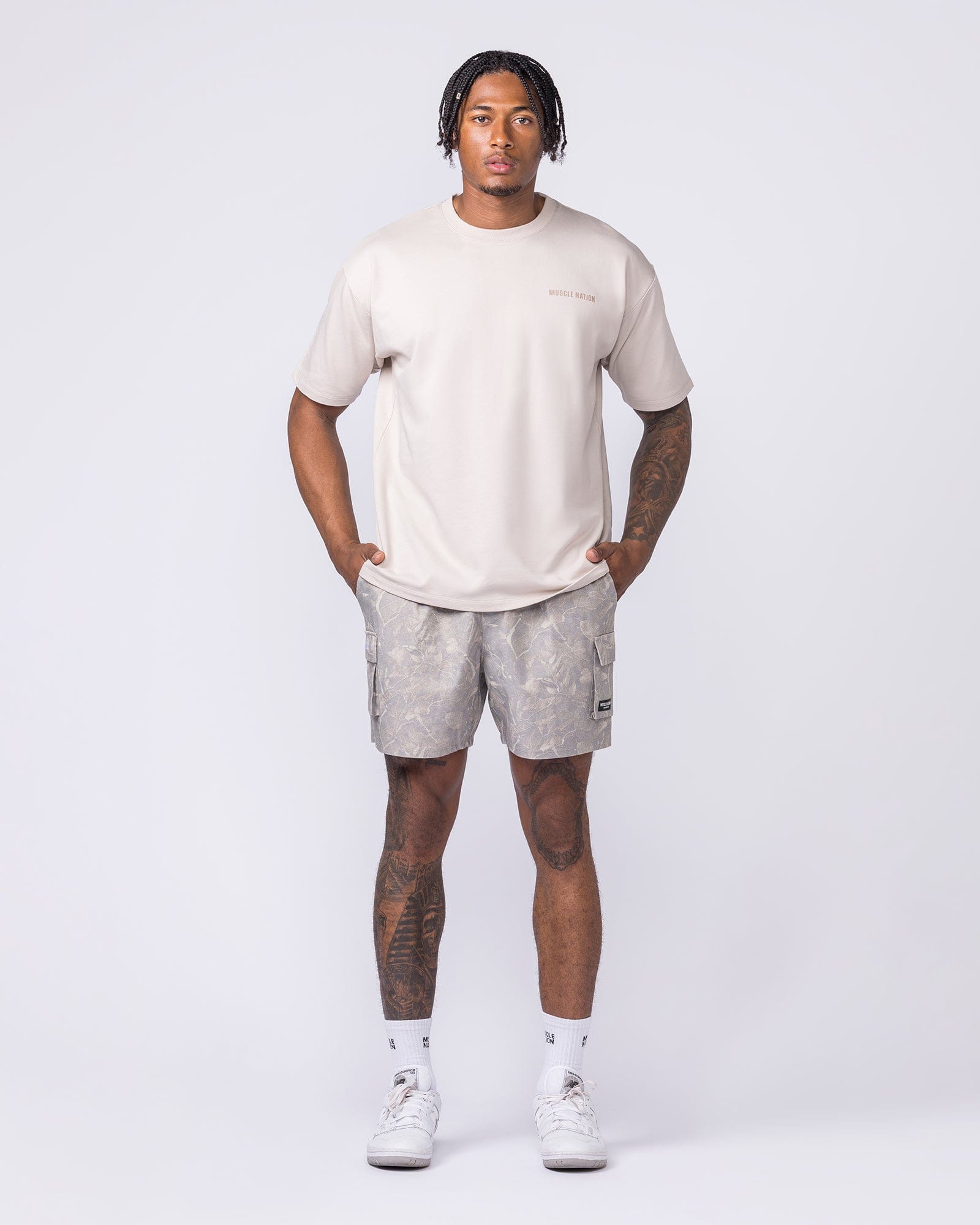 Muscle Nation T-Shirts Essential Regular Fit Tee - Cream