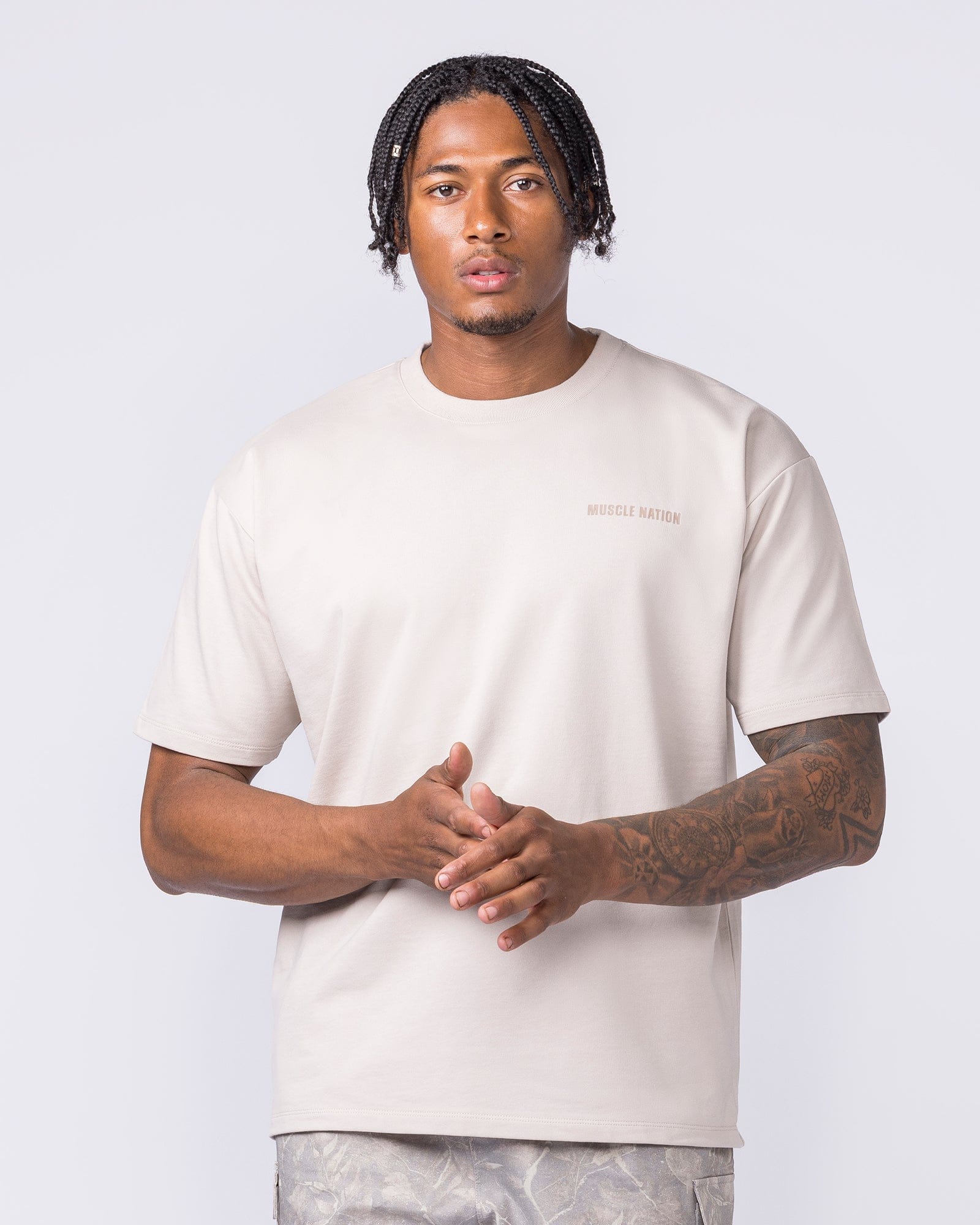 Muscle Nation T-Shirts Essential Regular Fit Tee - Cream