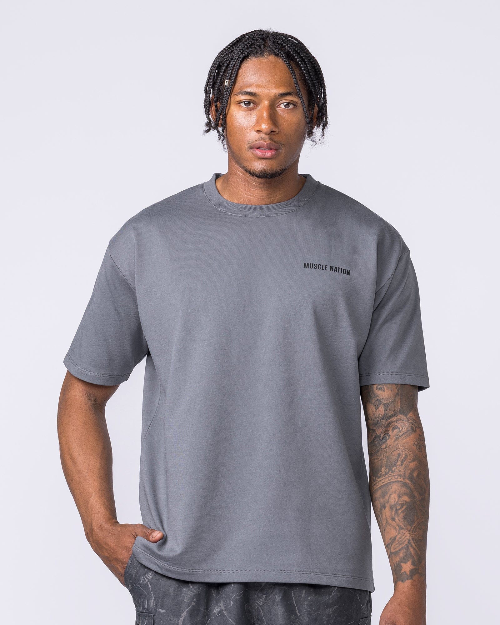 Muscle Nation T-Shirts Essential Regular Fit Tee - Mid Grey