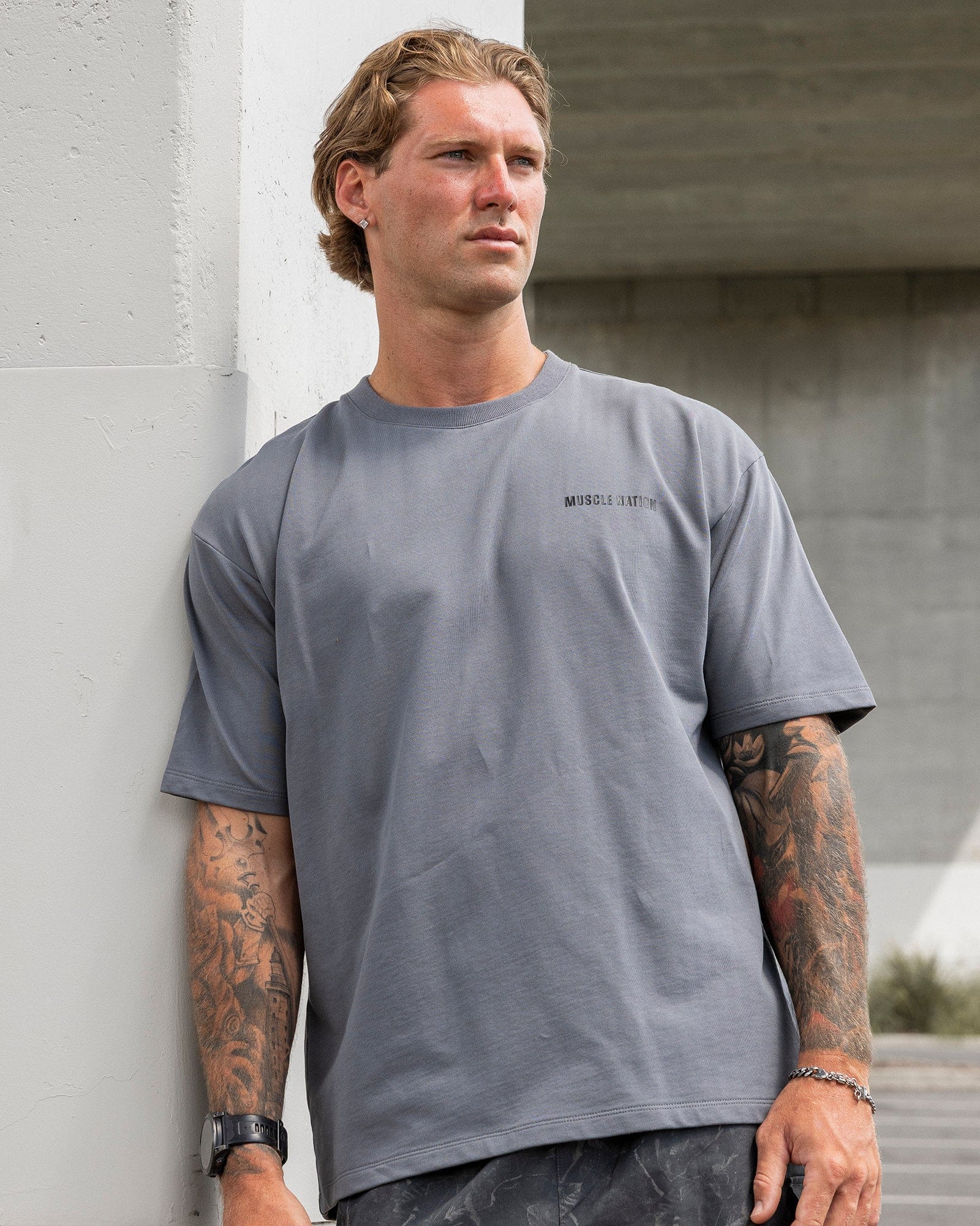 Muscle Nation T-Shirts Essential Regular Fit Tee - Mid Grey