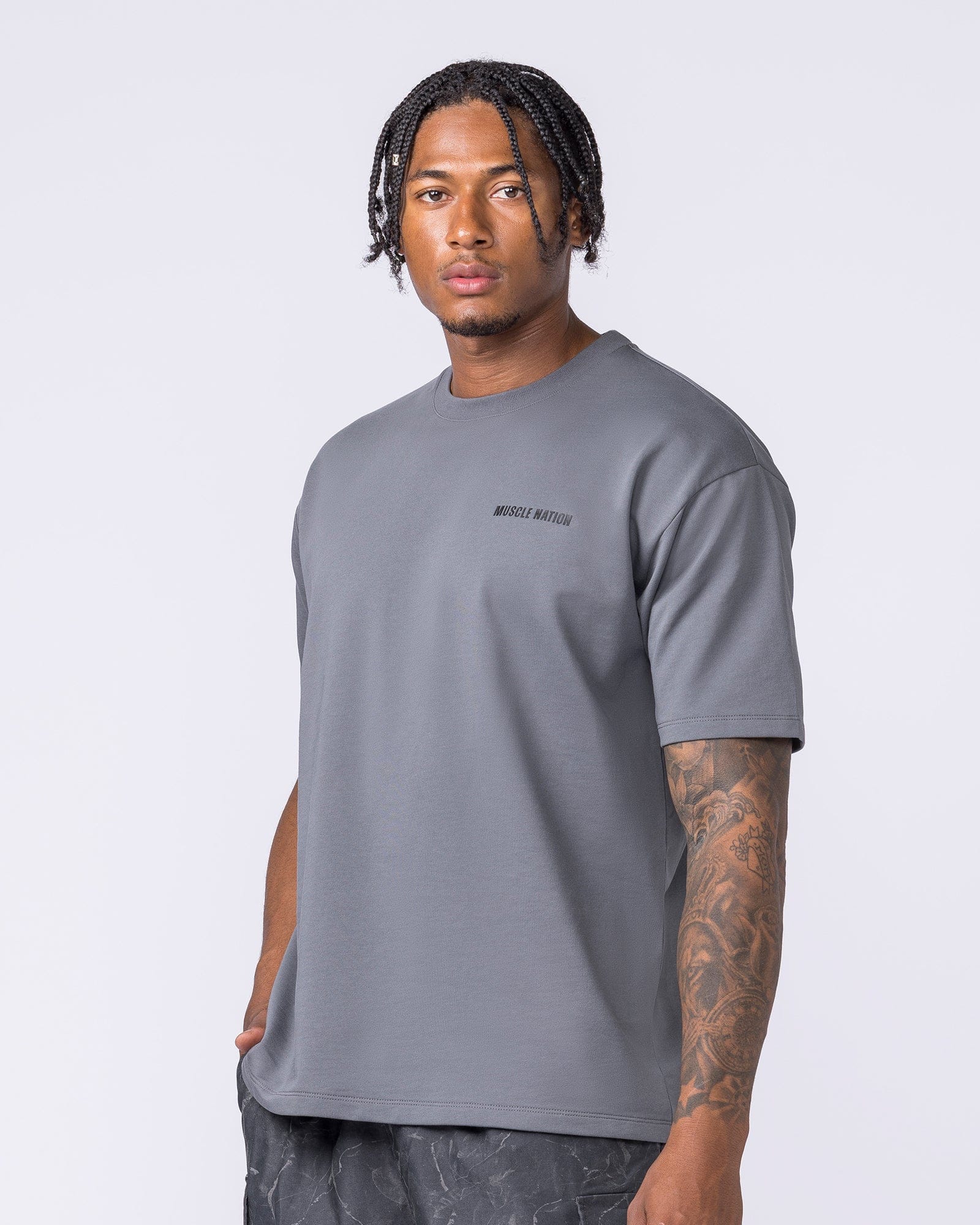 Muscle Nation T-Shirts Essential Regular Fit Tee - Mid Grey