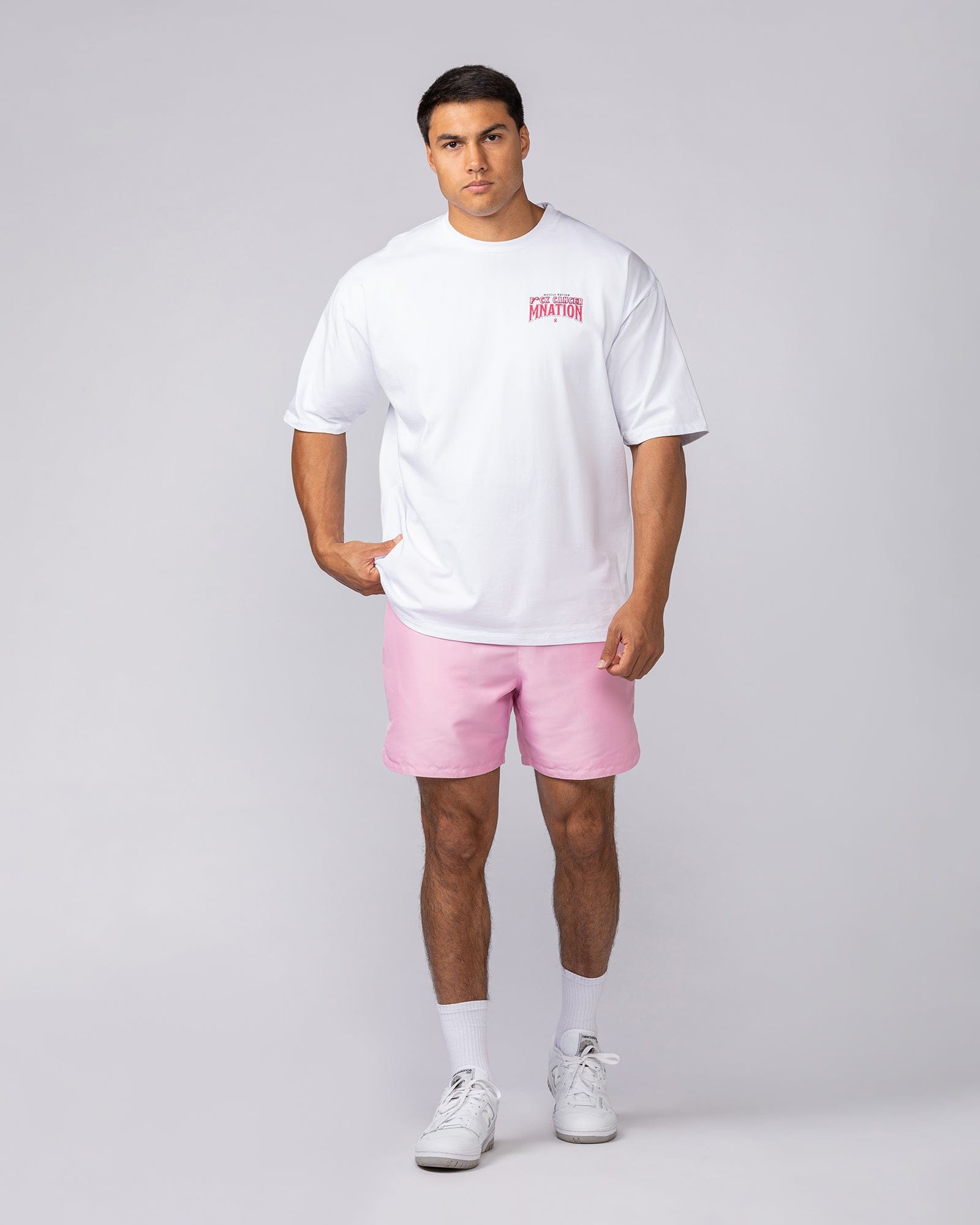Muscle Nation T-Shirts F*ck Cancer Oversized Tee - White