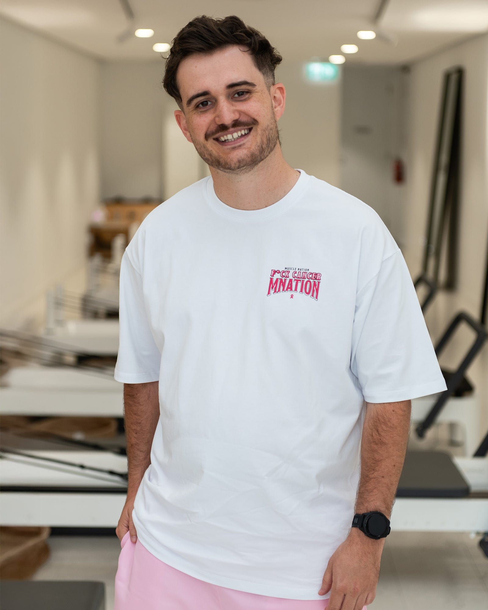 Muscle Nation T-Shirts F*ck Cancer Oversized Tee - White