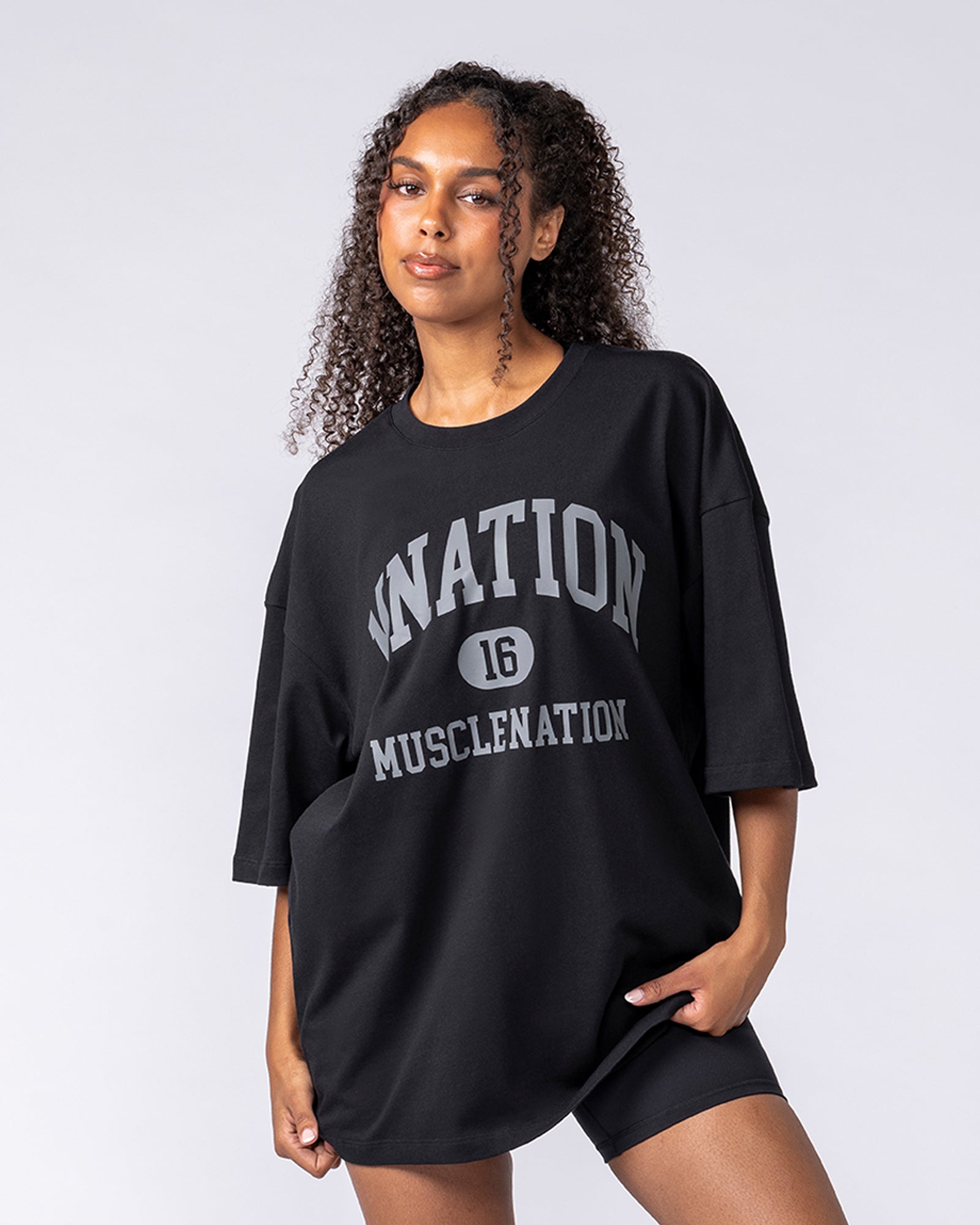 Muscle Nation T-Shirts Fieldhouse Oversized Tee - Black