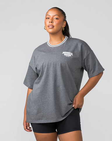 Muscle Nation T-Shirts Frat Oversized Tee - Charcoal Marl