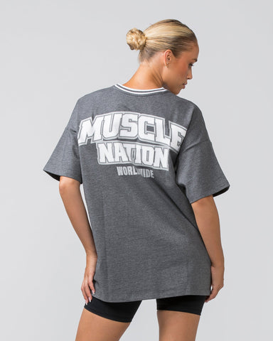 Muscle Nation T-Shirts Frat Oversized Tee - Charcoal Marl