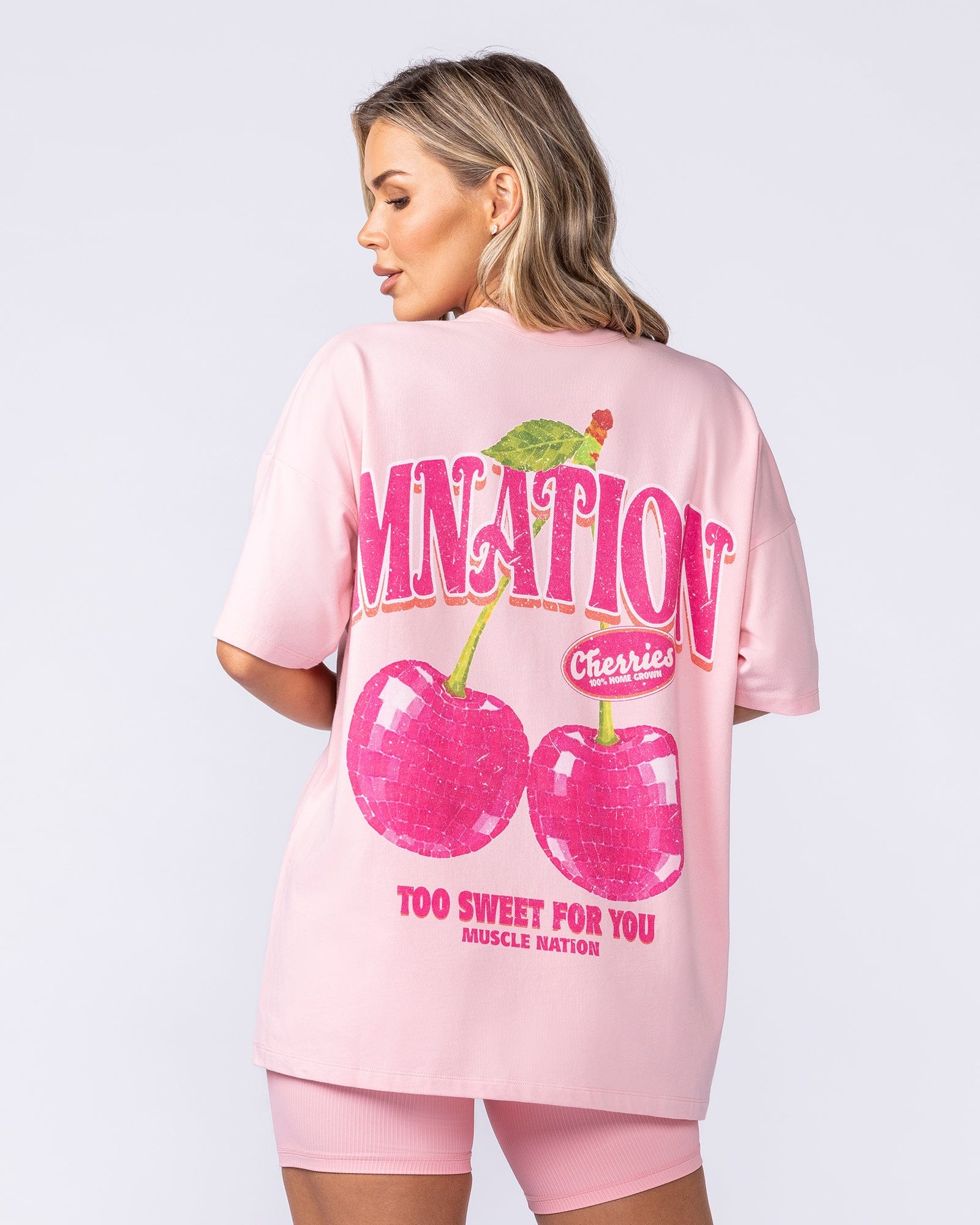 Muscle Nation T-Shirts Fresh And Juicy Oversized Tee - Petal Pink